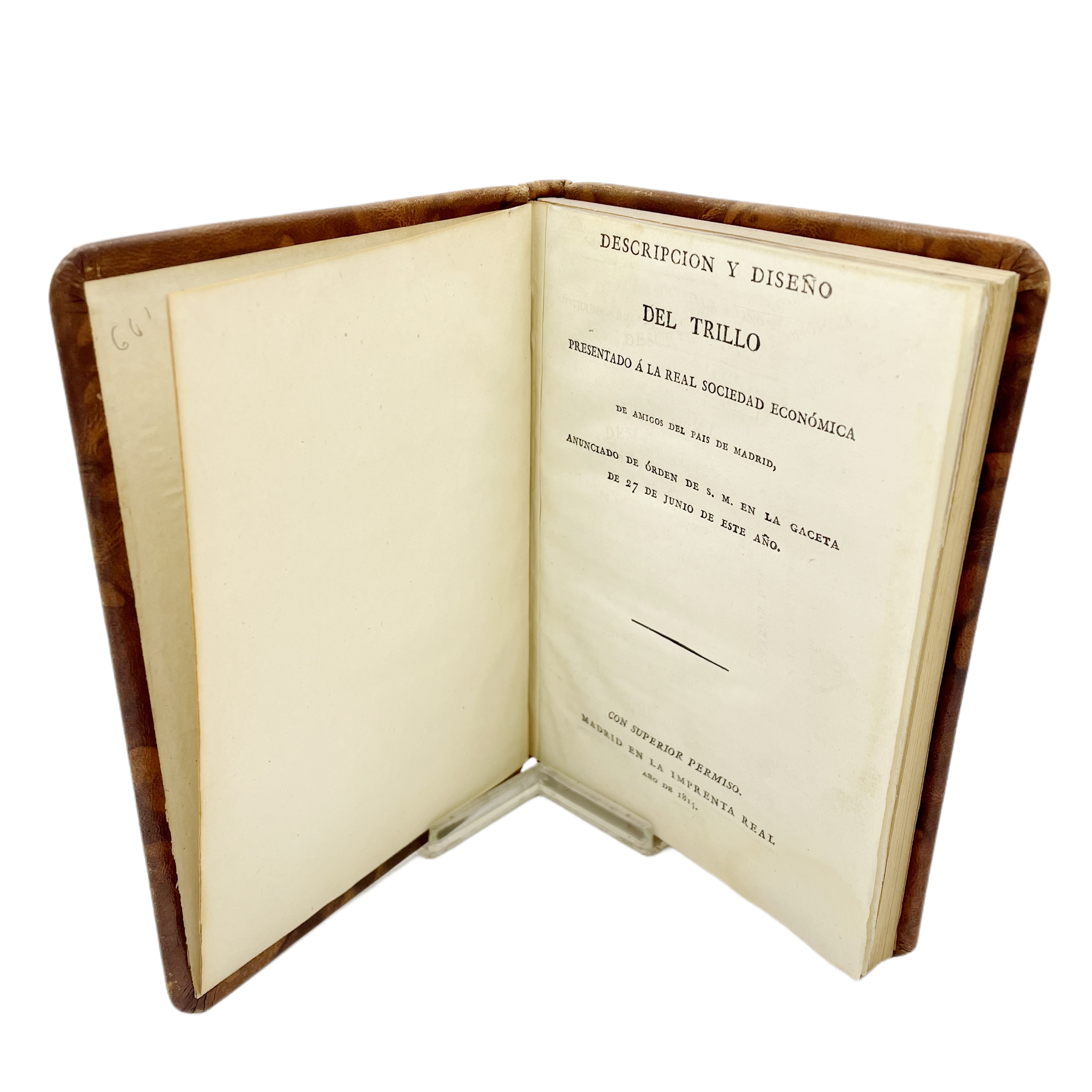DESCRIPCIÓN Y DISEÑO DEL TRILLO PRESENTADO A LA REAL SOCIEDAD ECONÓMICA DE AMIGOS DEL PAIS DE MADRID. ANUNCIADO DE ÓRDEN DE S. M. EN LA GACETA DE 27 DE JUNIO DE ESTE AÑO.