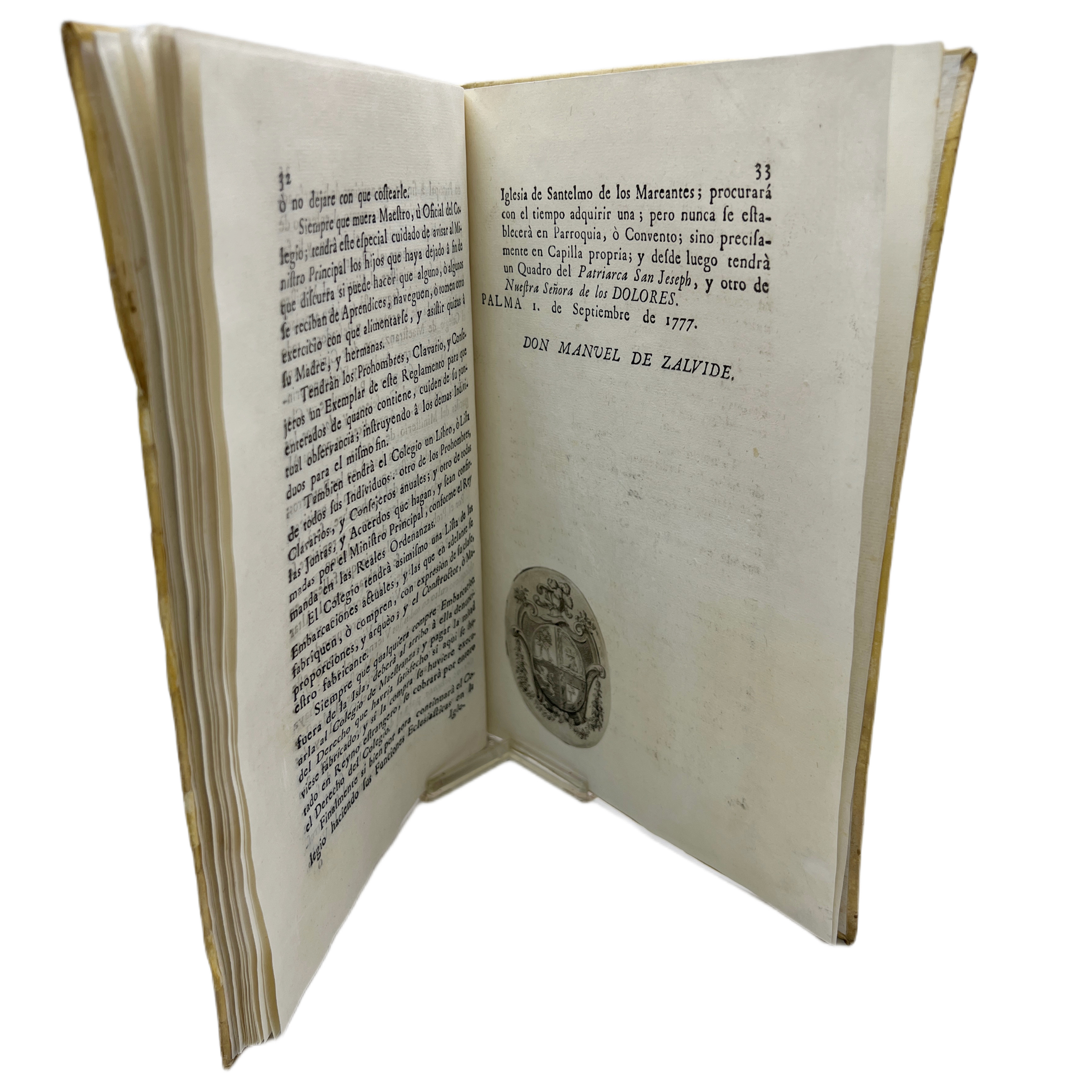 REGLAMENTO DEL COLEGIO REAL DE MAESTRANZA DEL PATRIARCA SAN JOSÉ, Y DE NUESTRA SEÑORA DE LOS DOLORES. MALLORCA