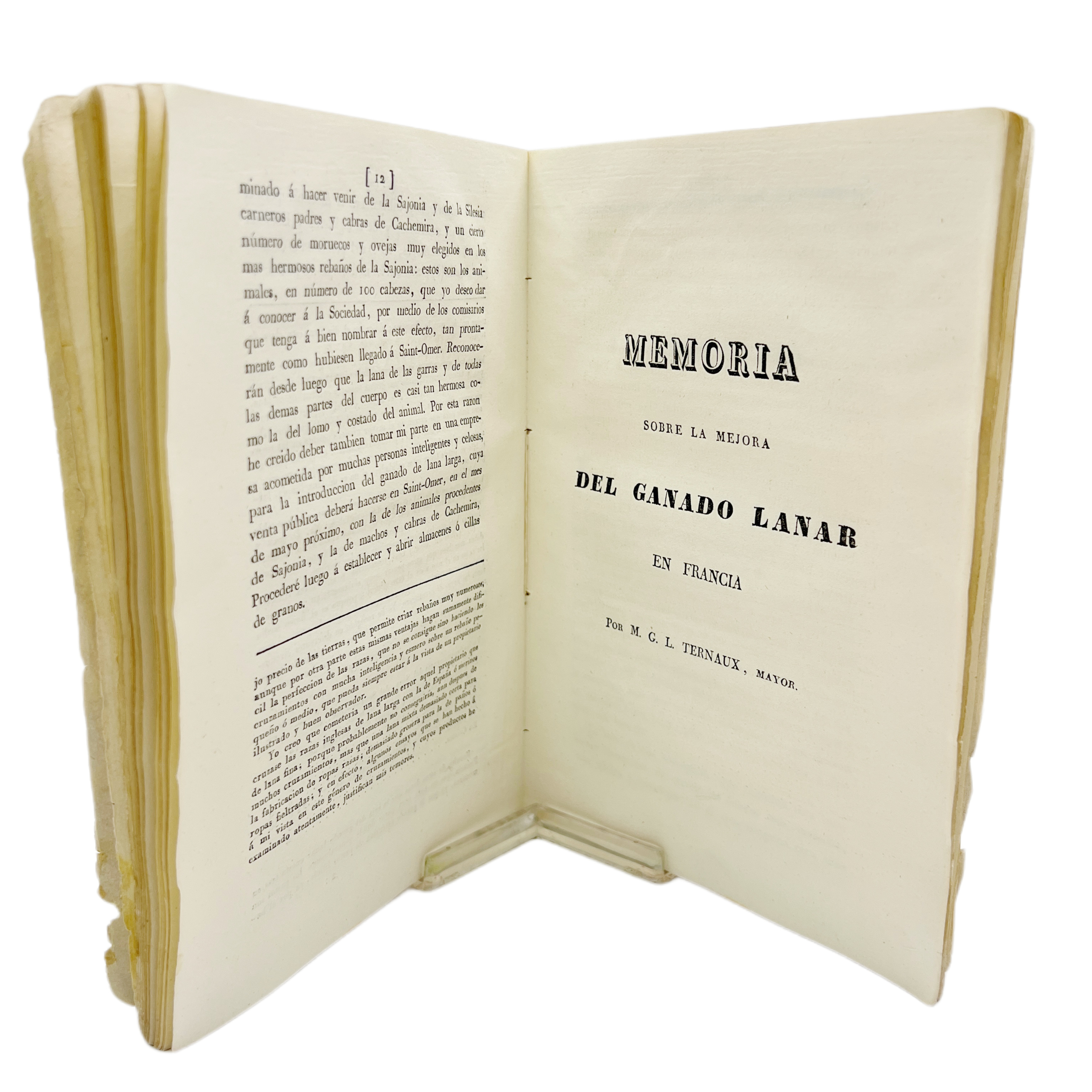 MEMORIAS SOBRE LA UTILIDAD DE LA IMPORTACIÓN Y CRIA EN FRANCIA DEL GANADO LANAR DE RAZA PERFECCIONADA, Y MODO DE CRUZARLO CON LAS OVEJAS INDIGENAS, Y NATURALIZARLO EN TODO PAIS: SU AUTOR MR. TERNAUX
