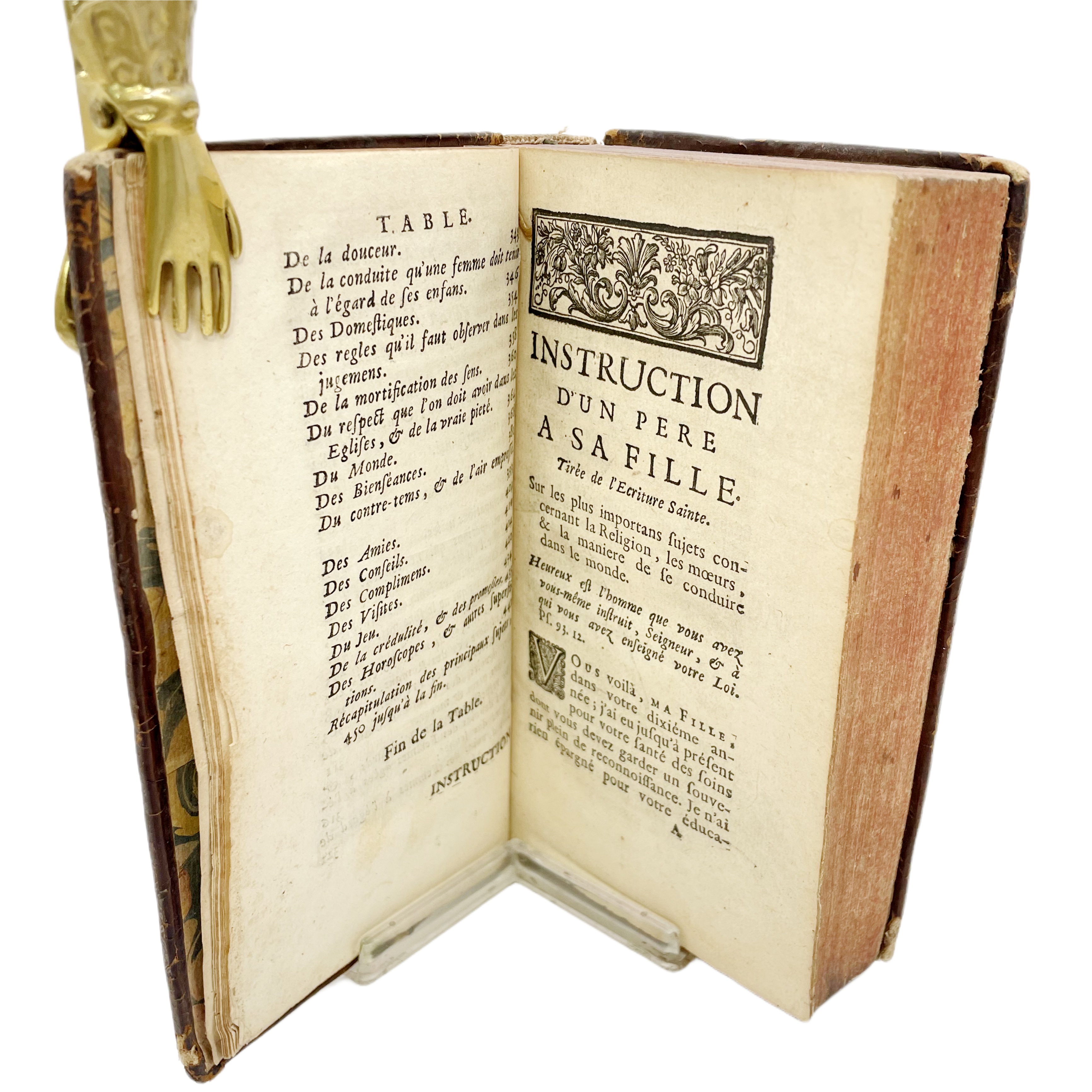 INSTRUCTION D'UN PERE A SA FILLE, TIREE DE L'ECRITURE SAINTE. SUR LE PLUS IMPORTANTS SUJETS CONCERNANT LA RELIGION, LES MOEURS, & LA MANIERE DE SE CONDUIRE DANS LE MONDE.