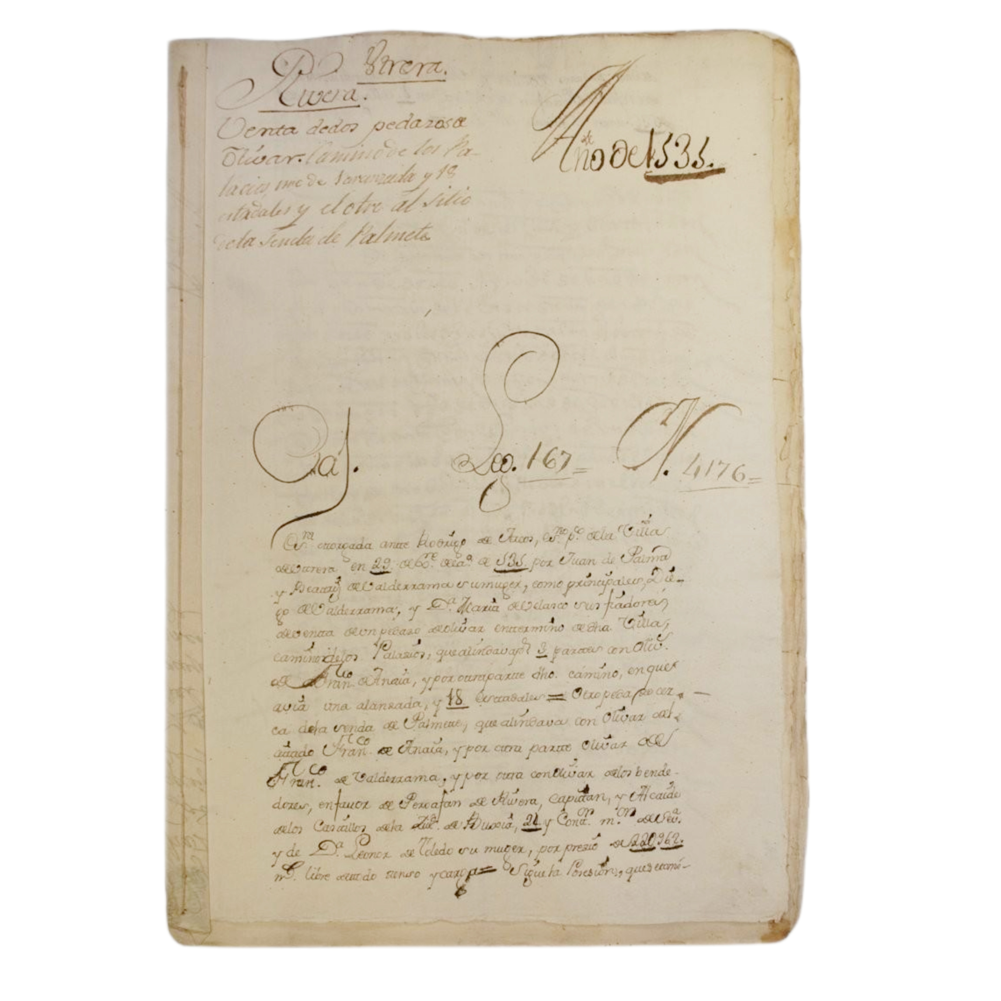 VARIOS AUTORES - VENTA DE UN OLIVAR EN UTRERA (SEVILLA) - 1535