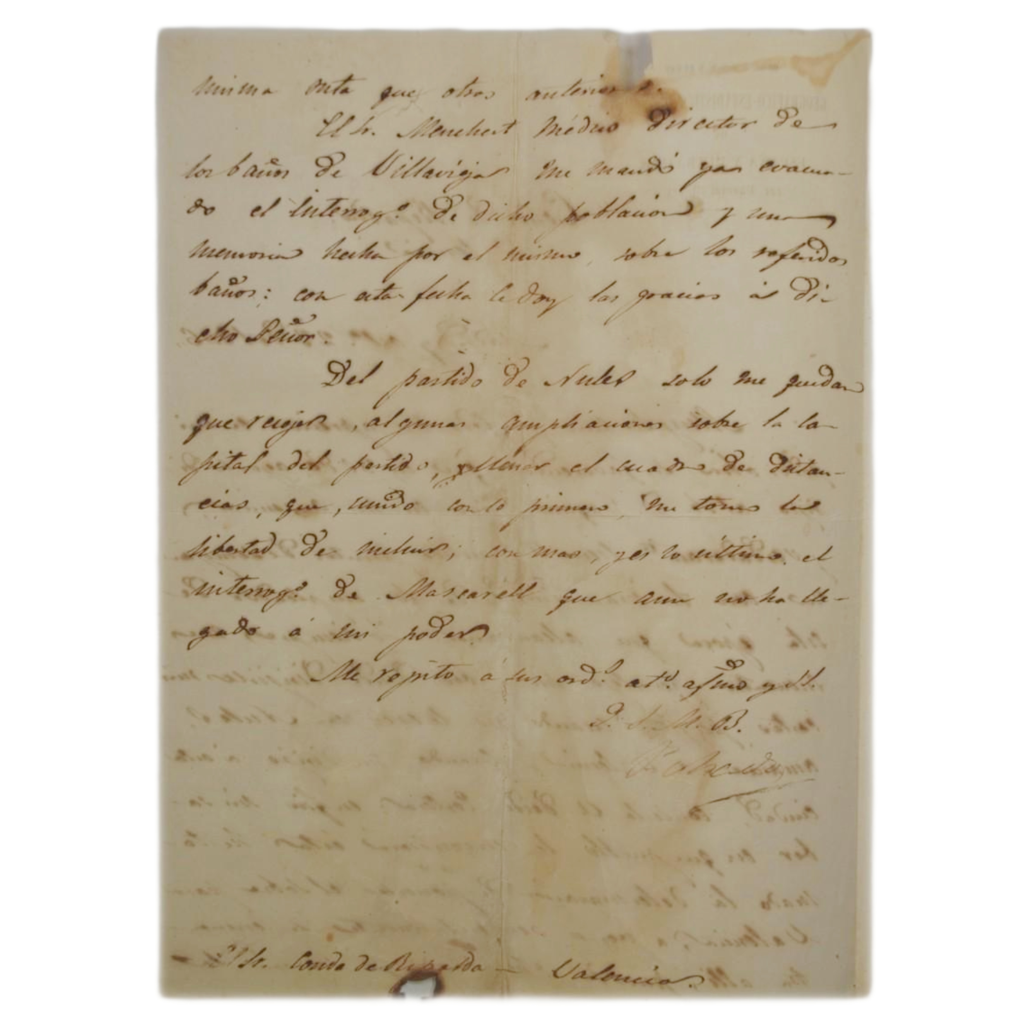 PASCUAL MADOZ - CARTA DIRIGIDA AL CONDE DE RIPALDA - 1846