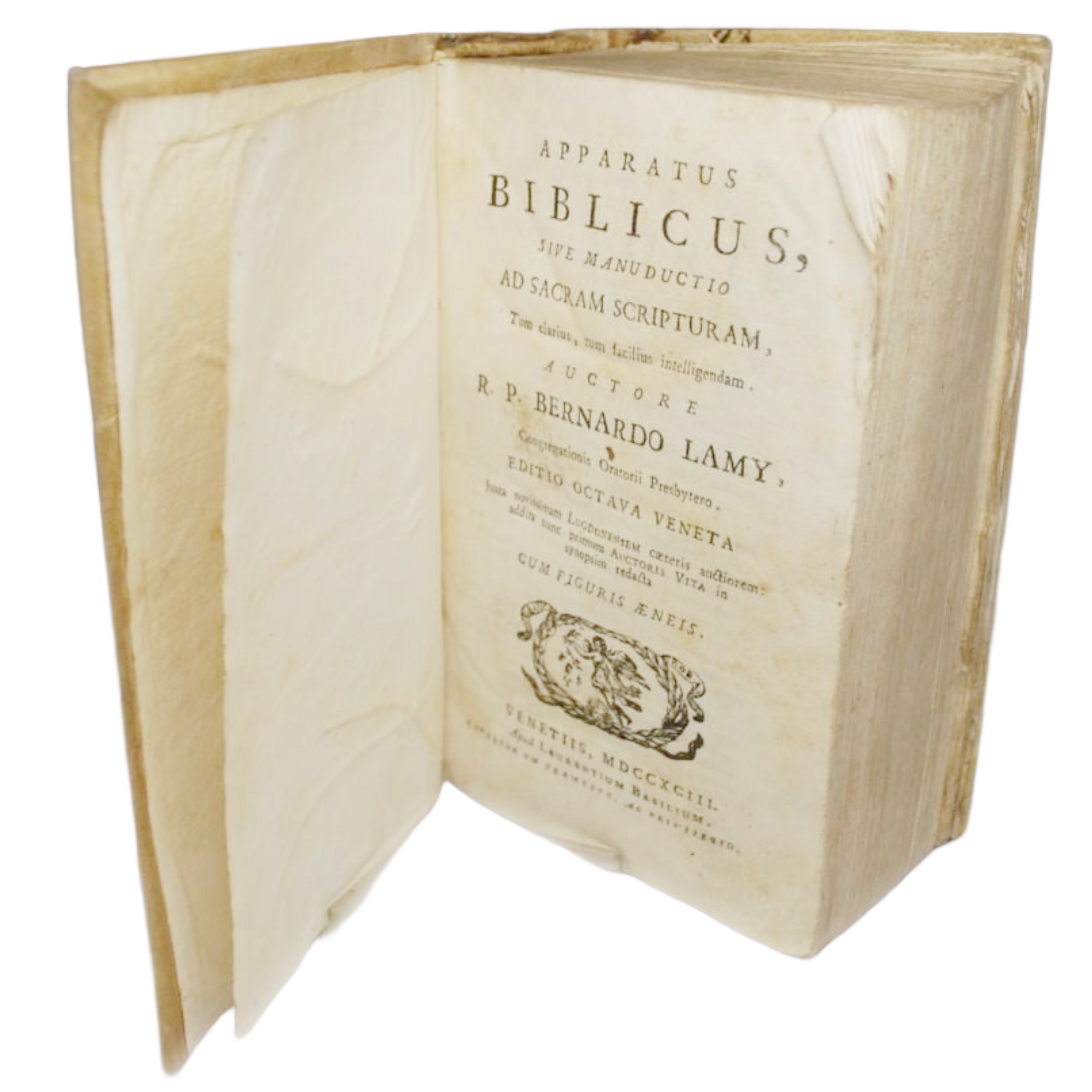 APPARATUS BIBLICUS SIVE MANUDUCTIO AD SACRAM SCRIPTURAM... AUCTORE... BERNARDO LAMY, CONGREGATIONIS ORATORII... EDITIO OCTAVA VENETA IUXTA NOVISSIMAM LUGDUNENSEM CAETERIS AUCTIOREM, ADDITA NUNC PRIMUM AUCTORIS VITA IN SYNOPSIM REDACTA... 