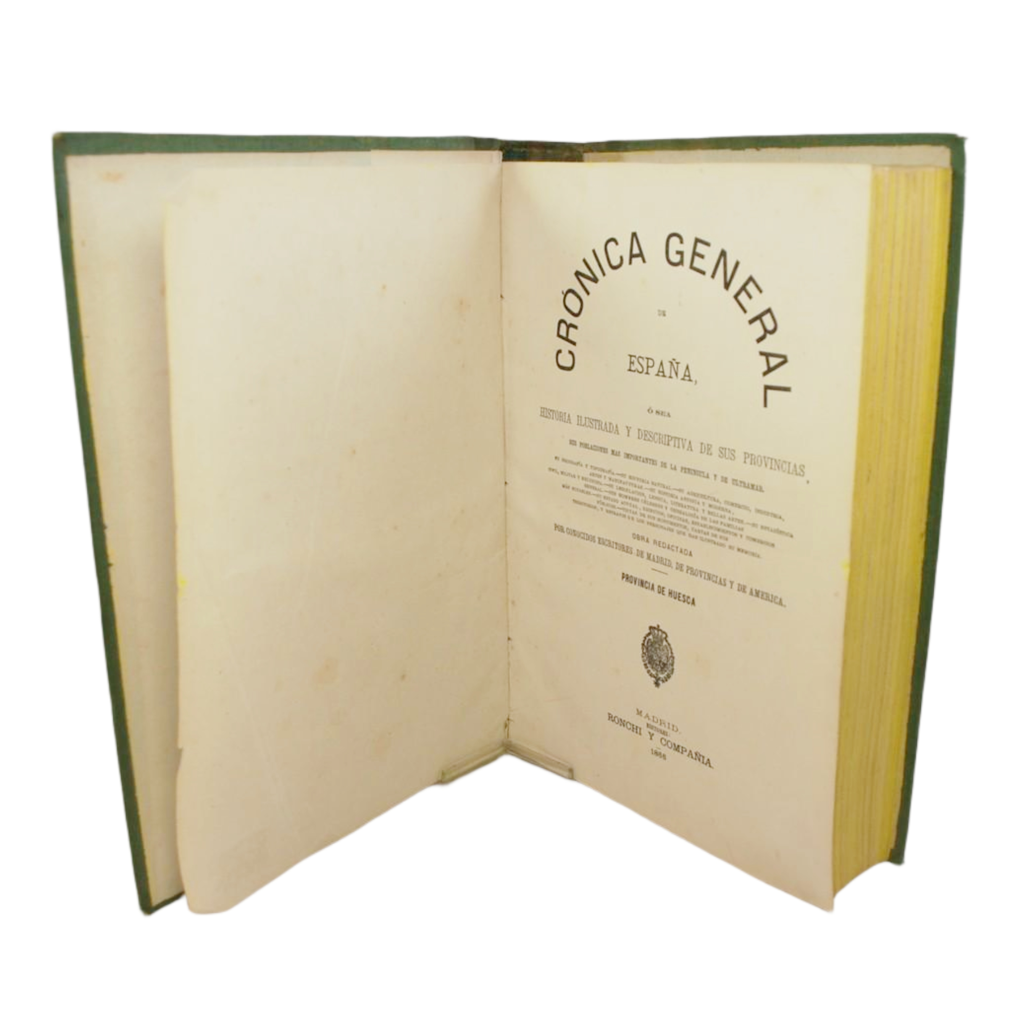 CRÓNICA GENERAL DE ESPAÑA Ó SEA HISTORIA ILUSTRADA Y DESCRIPTIVA DE SUS PROVINCIAS, SUS POBLACIONES MÁS IMPORTANTES DE LA PENÍNSULA Y DE ULTRAMAR. HUESCA. TERUEL. ZARAGOZA. CÁCERES. BADAJOZ. ALBACETE. MURCIA