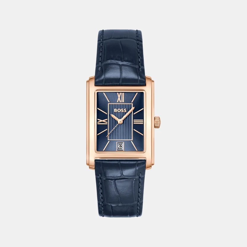 BOSS Rectangular Blue Leather Watch