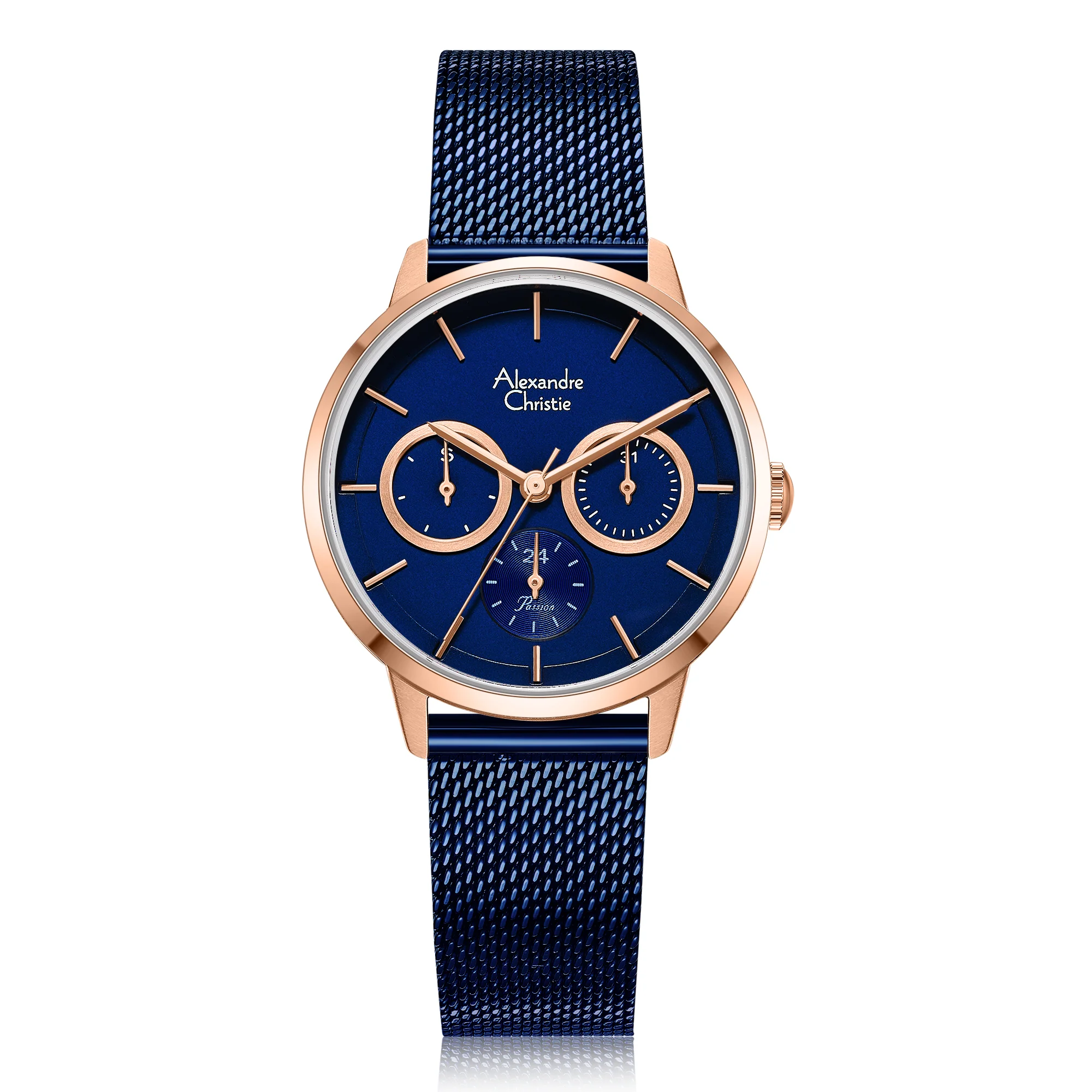 Alexandre Christie Blue Mesh Watch 2682BFBURBU