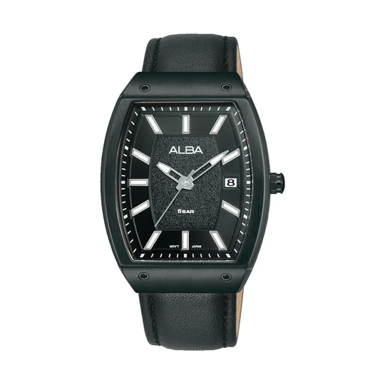 Alba Men's Black Leather Watch
