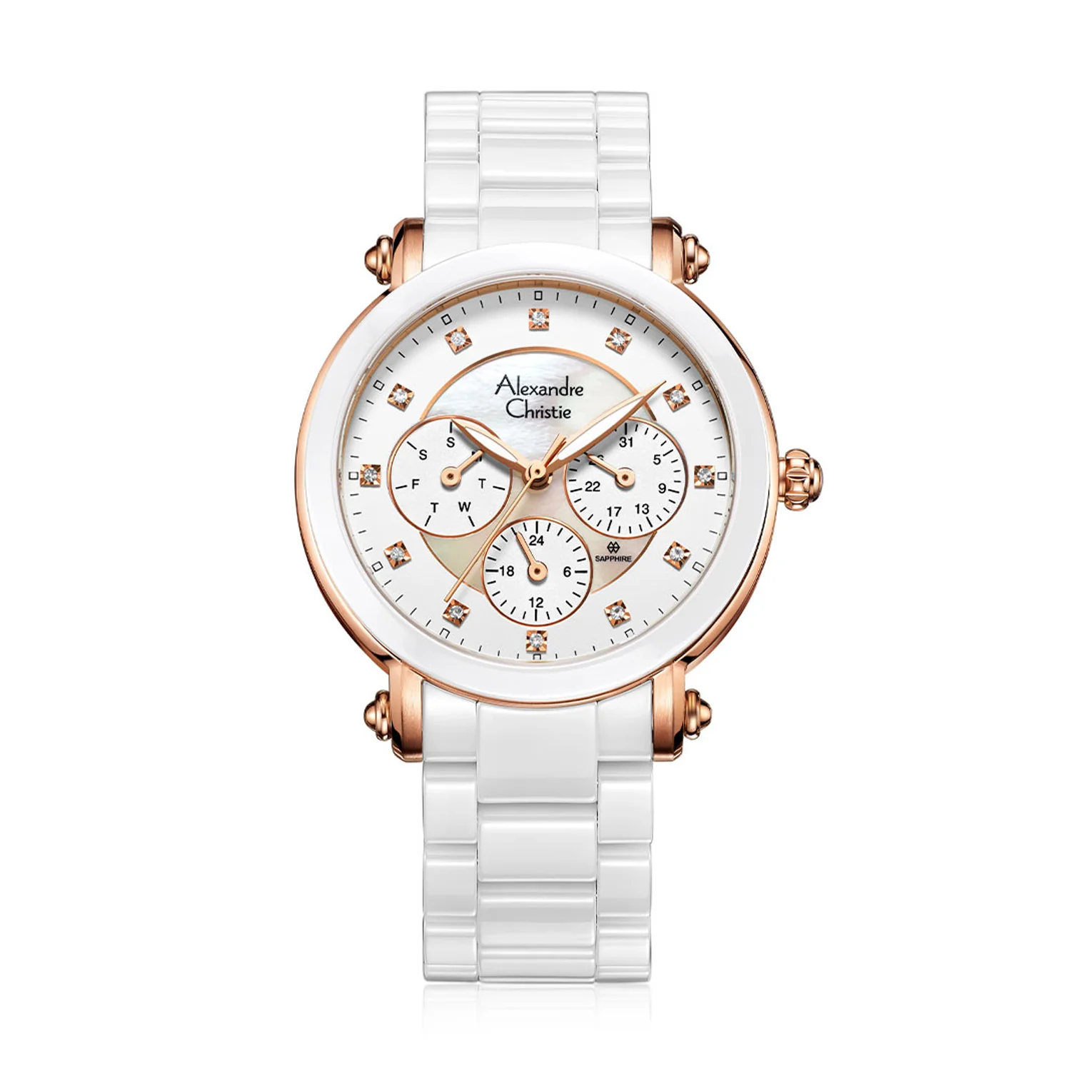 Alexandre Christie Ceramic Ladies Watch 2377BFBRGSL