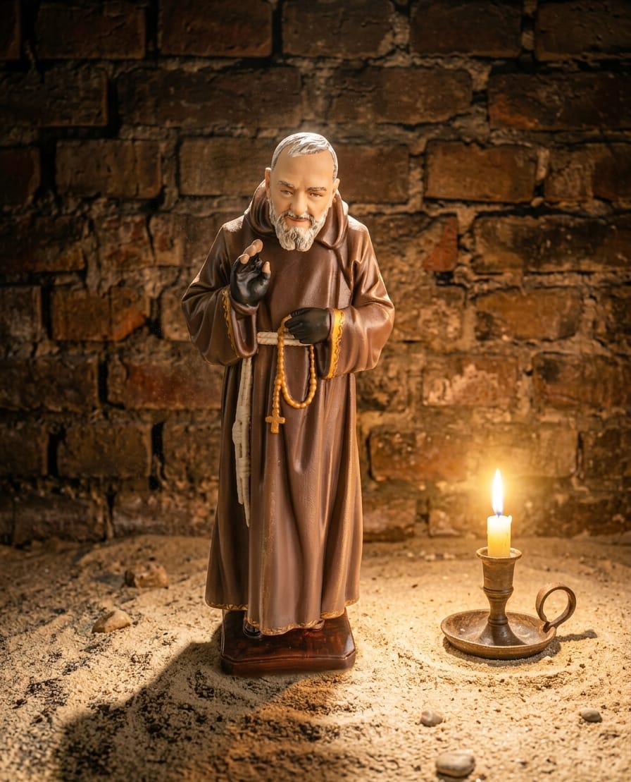 Imagem de São Padre Pio, gesso, 30cm