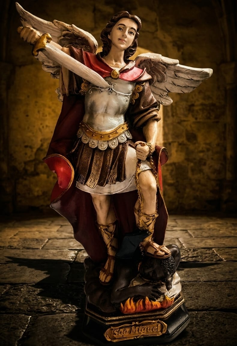 Imagem de São Miguel Arcanjo, gesso, 30cm