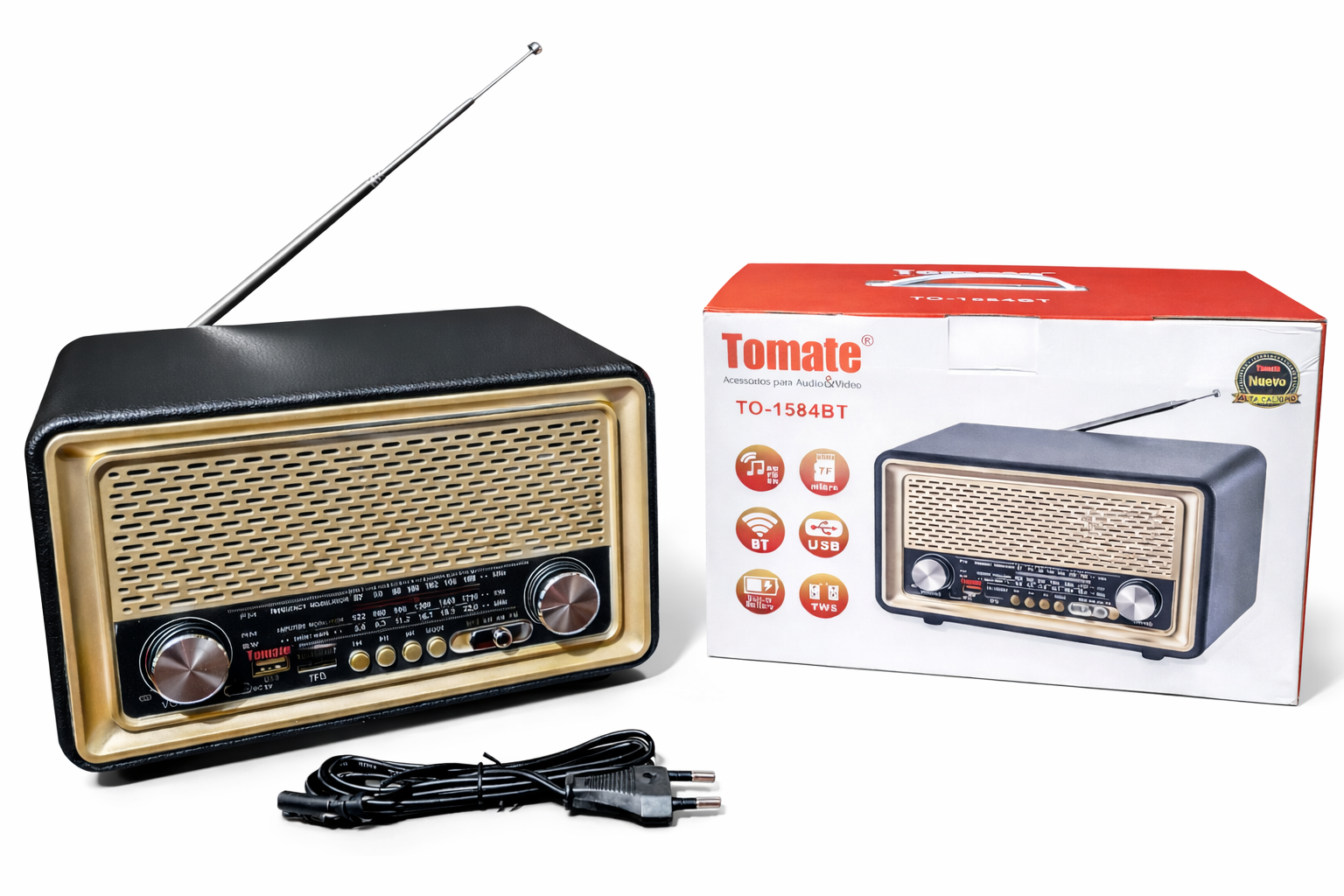 Radio Retro Bluetooth Tomate TO-1584BT