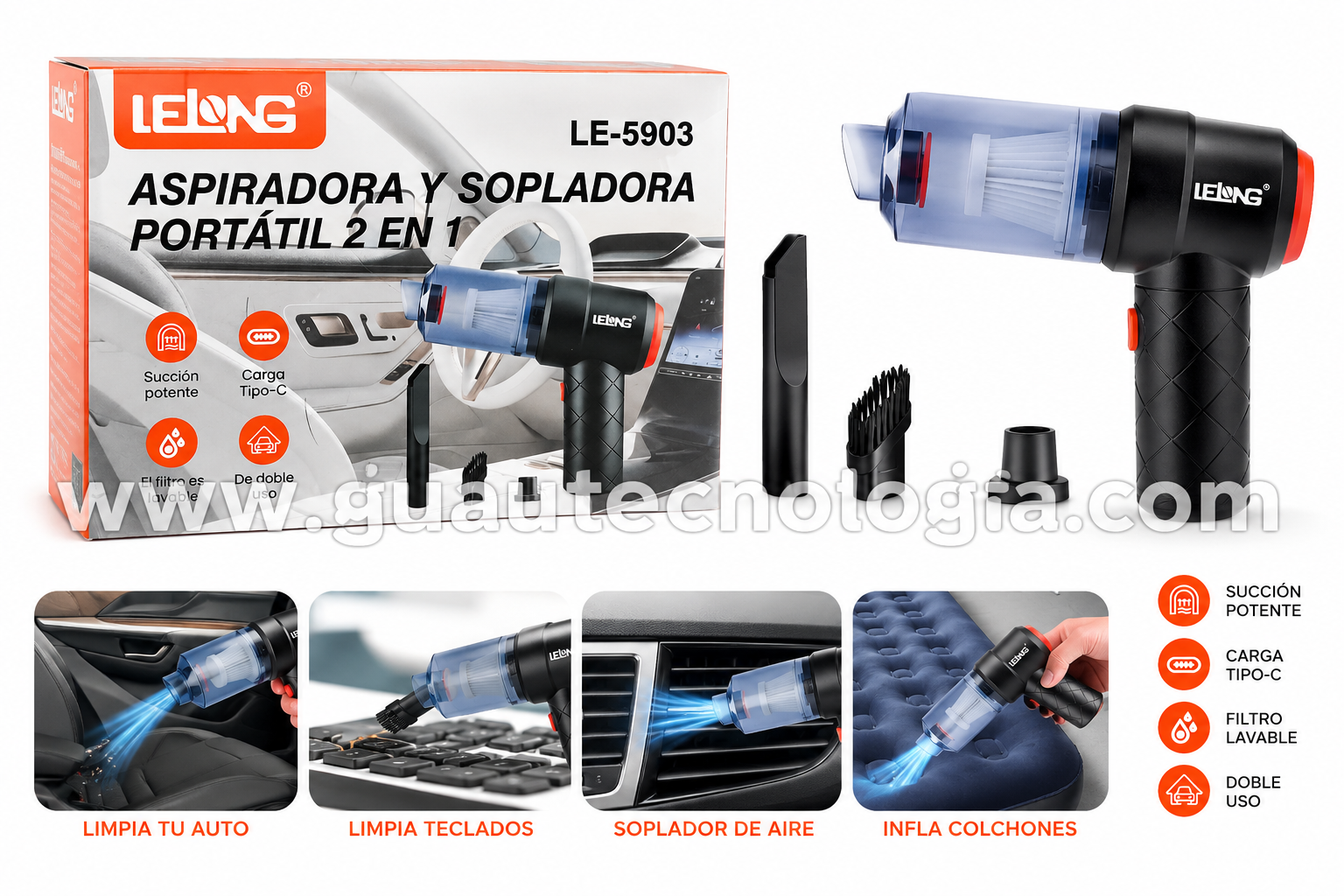 Aspiradora y Sopladora Portátil 2 en 1