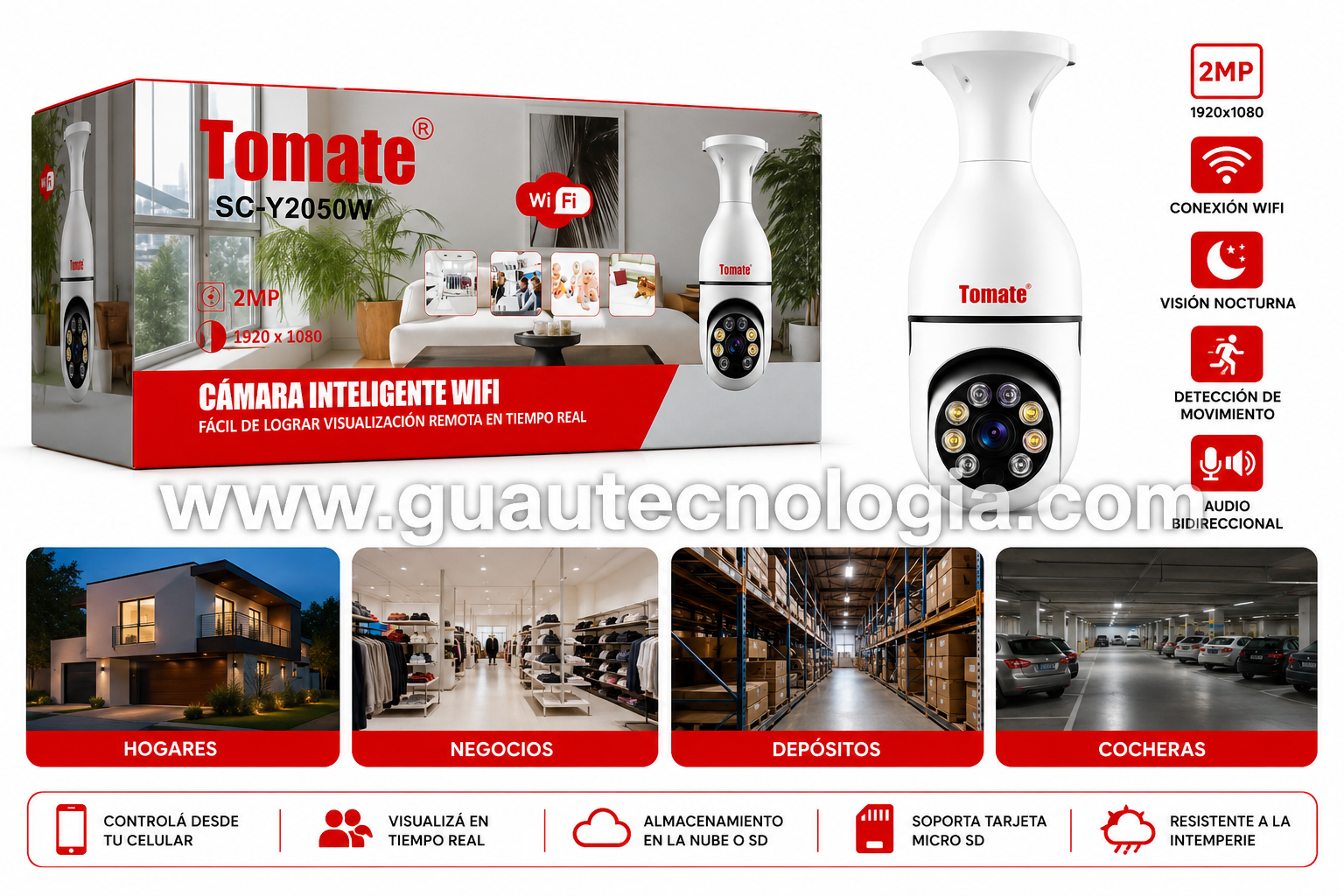 Camara Inteligente WiFi Tomate SC-Y2050W