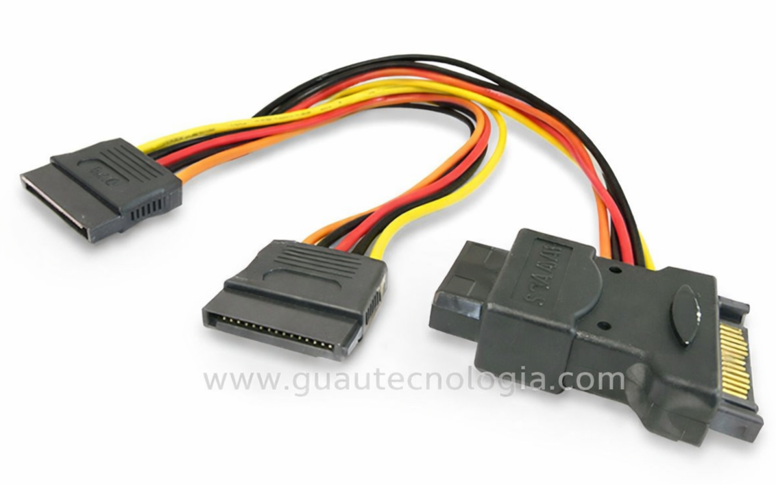 Cable de alimentación SATA (SATA macho a 2 SATA hembra + 1 Molex hembra)