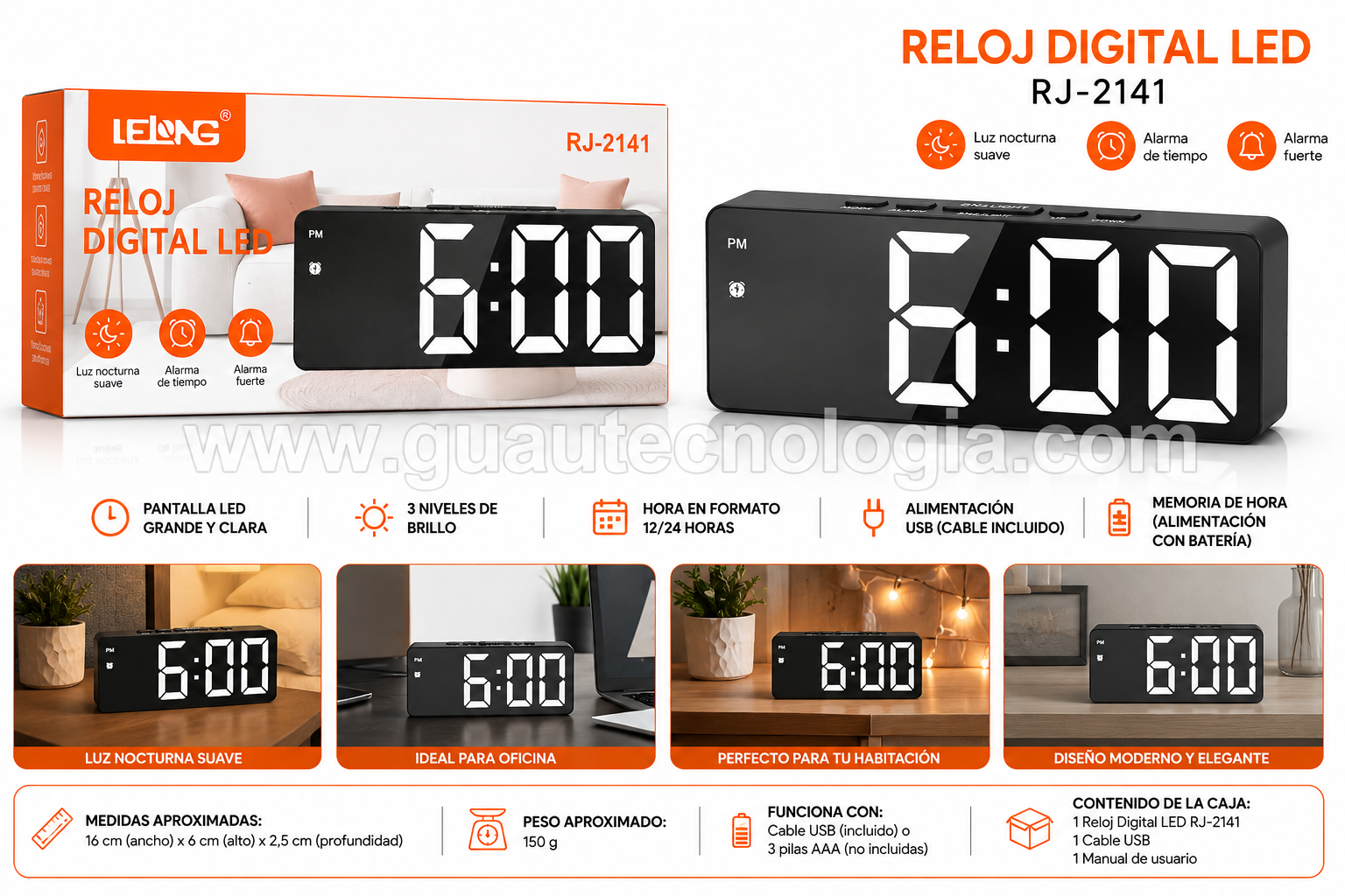 Reloj Digital LED RJ-2141