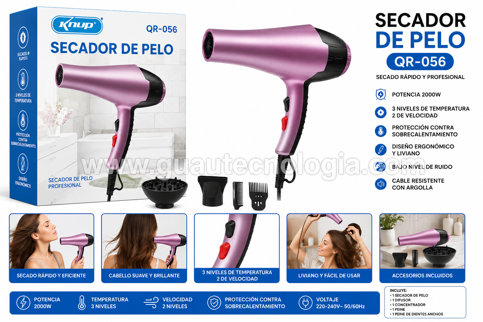 Secador de Pelo Profesional QR-056