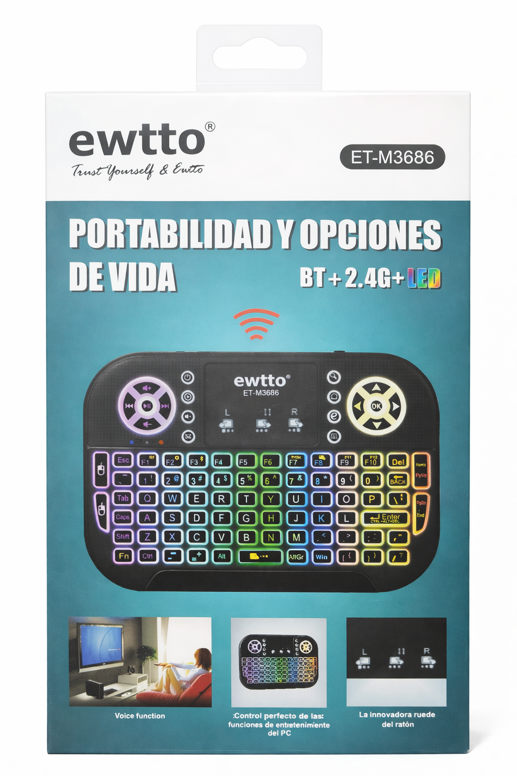 Mini Teclado Inalámbrico LED EwTto ET-M3686