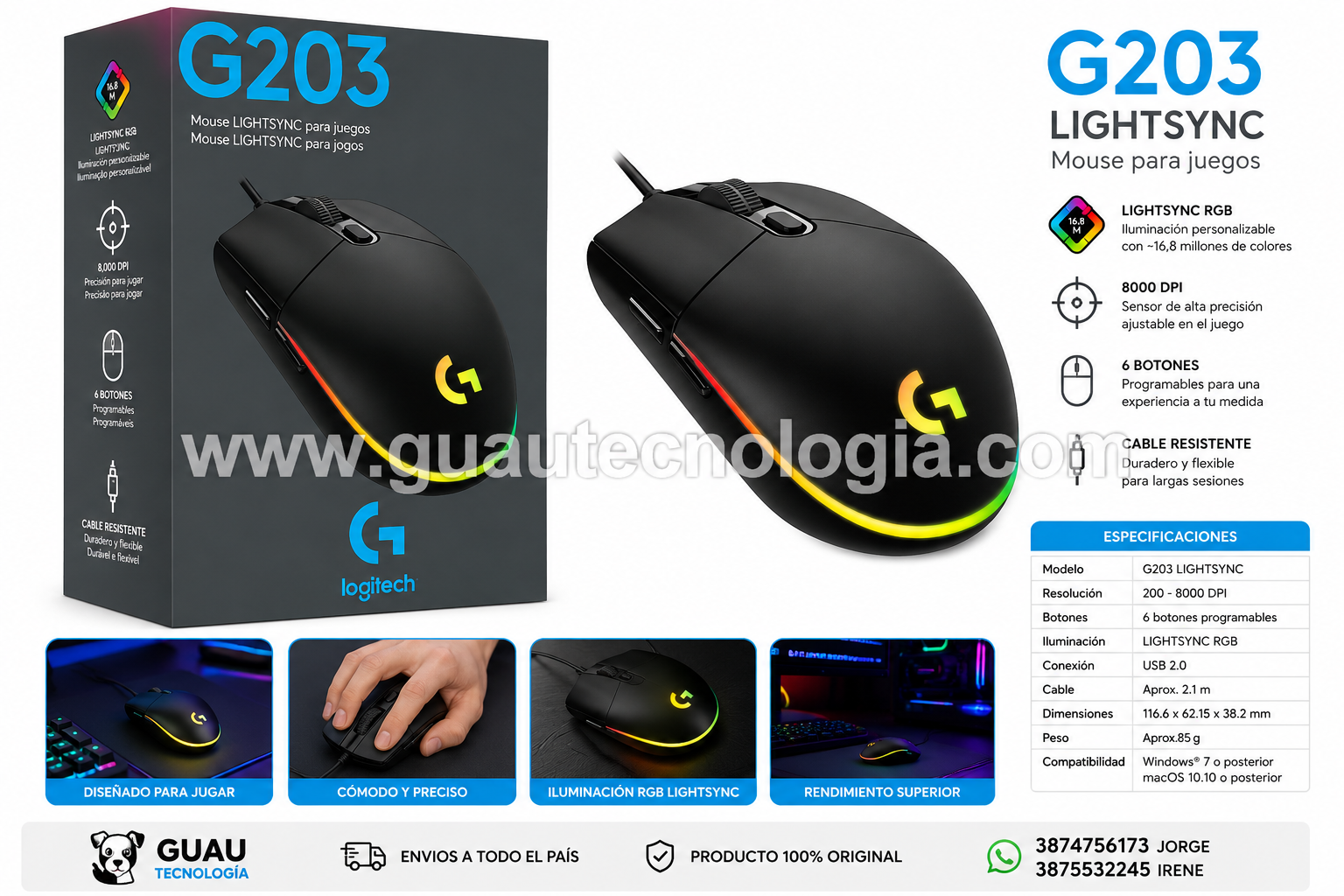 Mouse Logitech G203 LIGHTSYNC