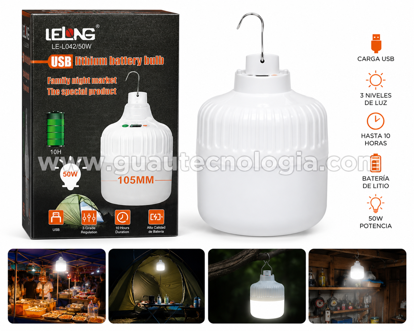 Foco USB Recargable 50W