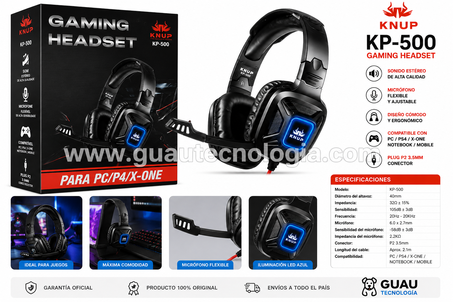 Auriculares Gaming KNUP KP-500