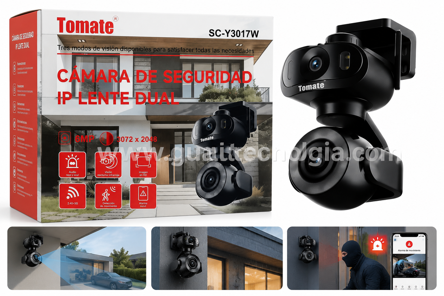 Camara de Seguridad IP Lente Dual