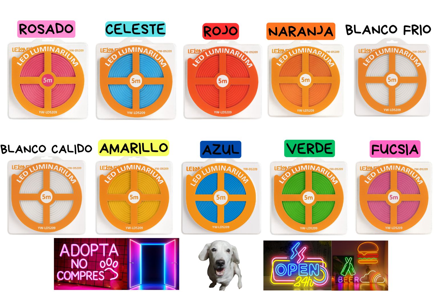 Tira de Neon Diferentes Colores (No incluye Fuente)