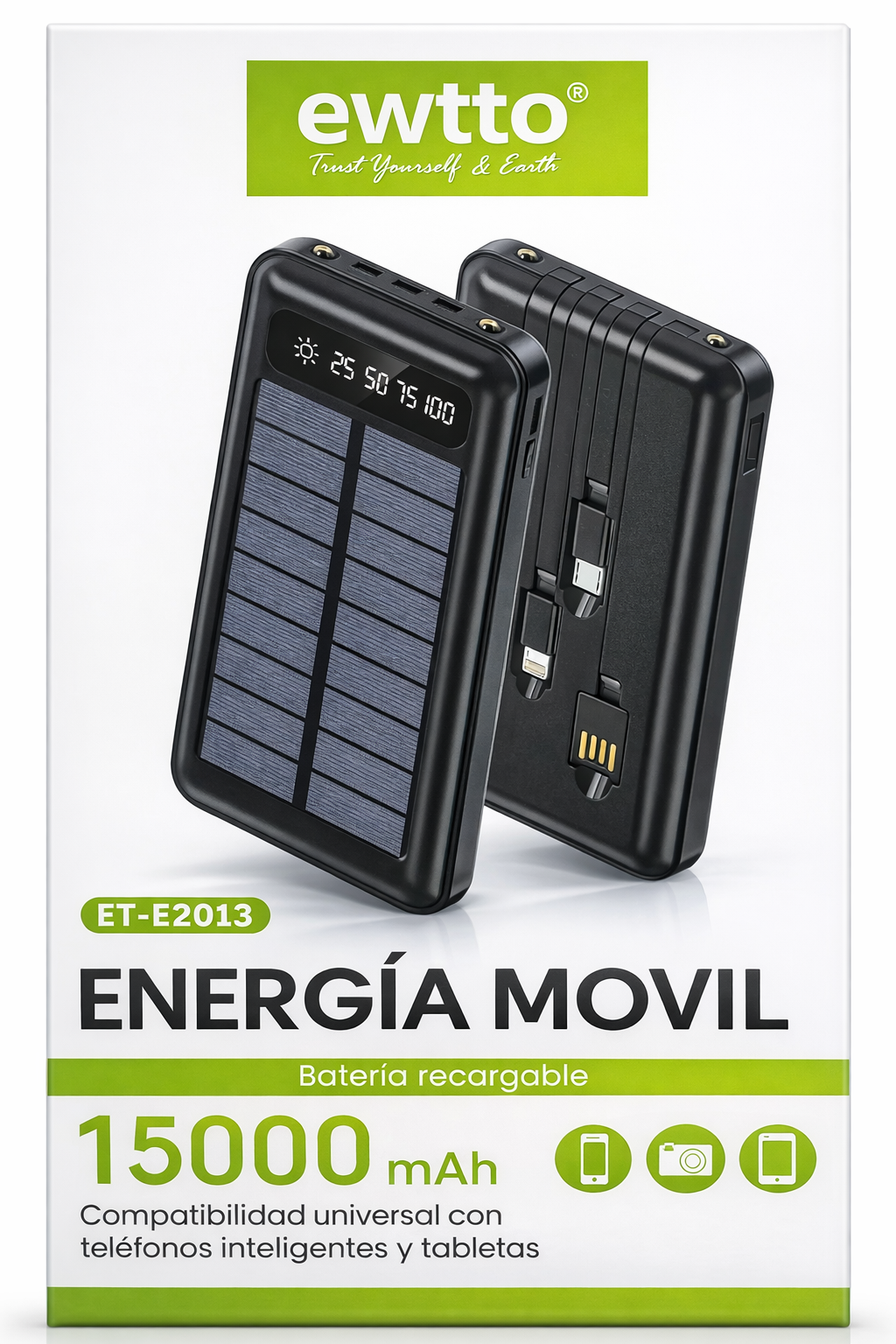 Batería Solar Portátil 15000 mAh