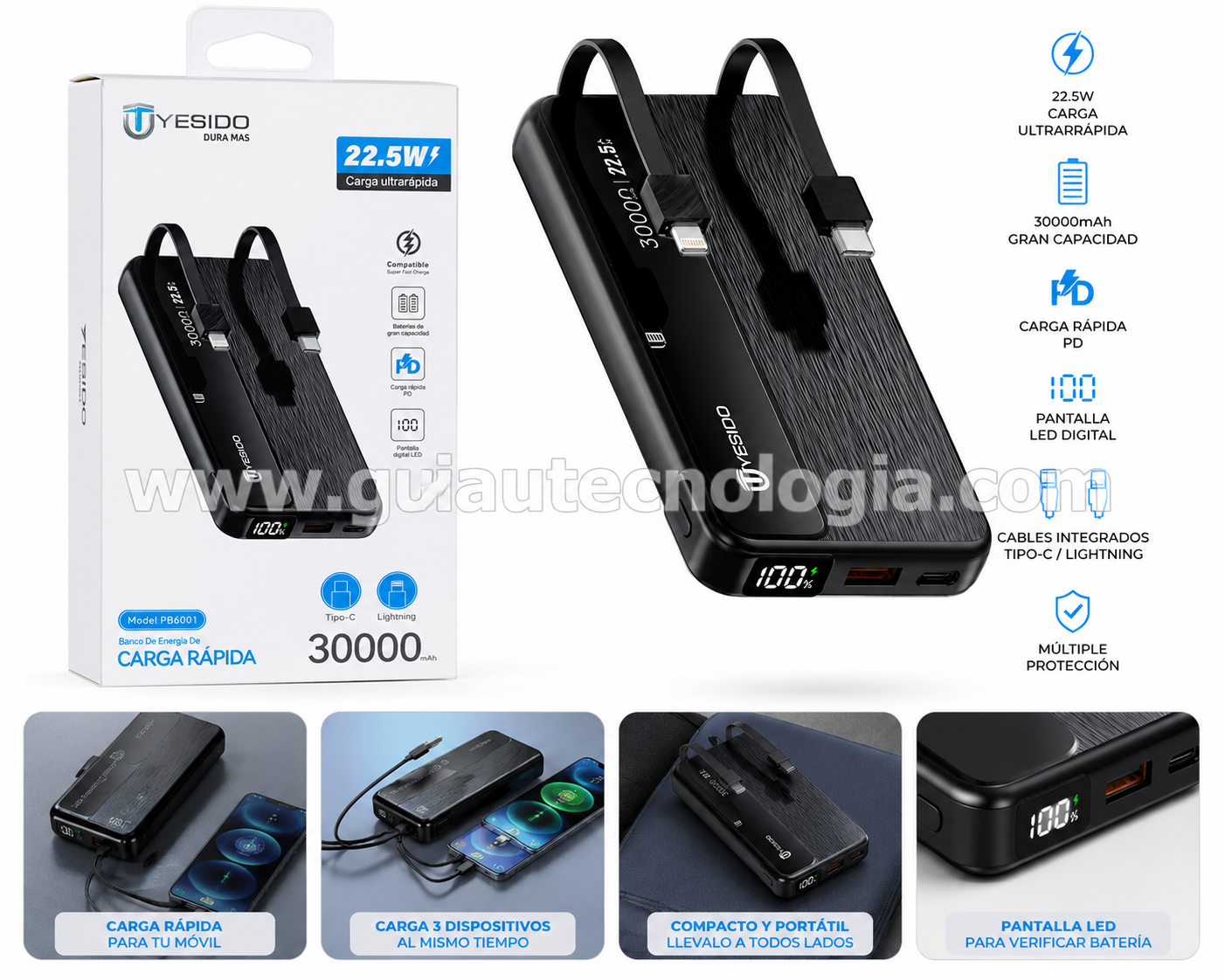 Cargador Portatil Yesido 30000mAh