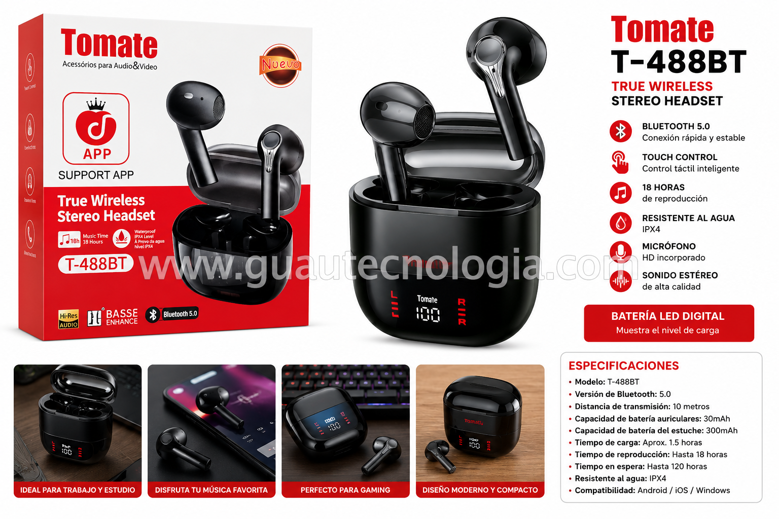 Auriculares Tomate T-488BT