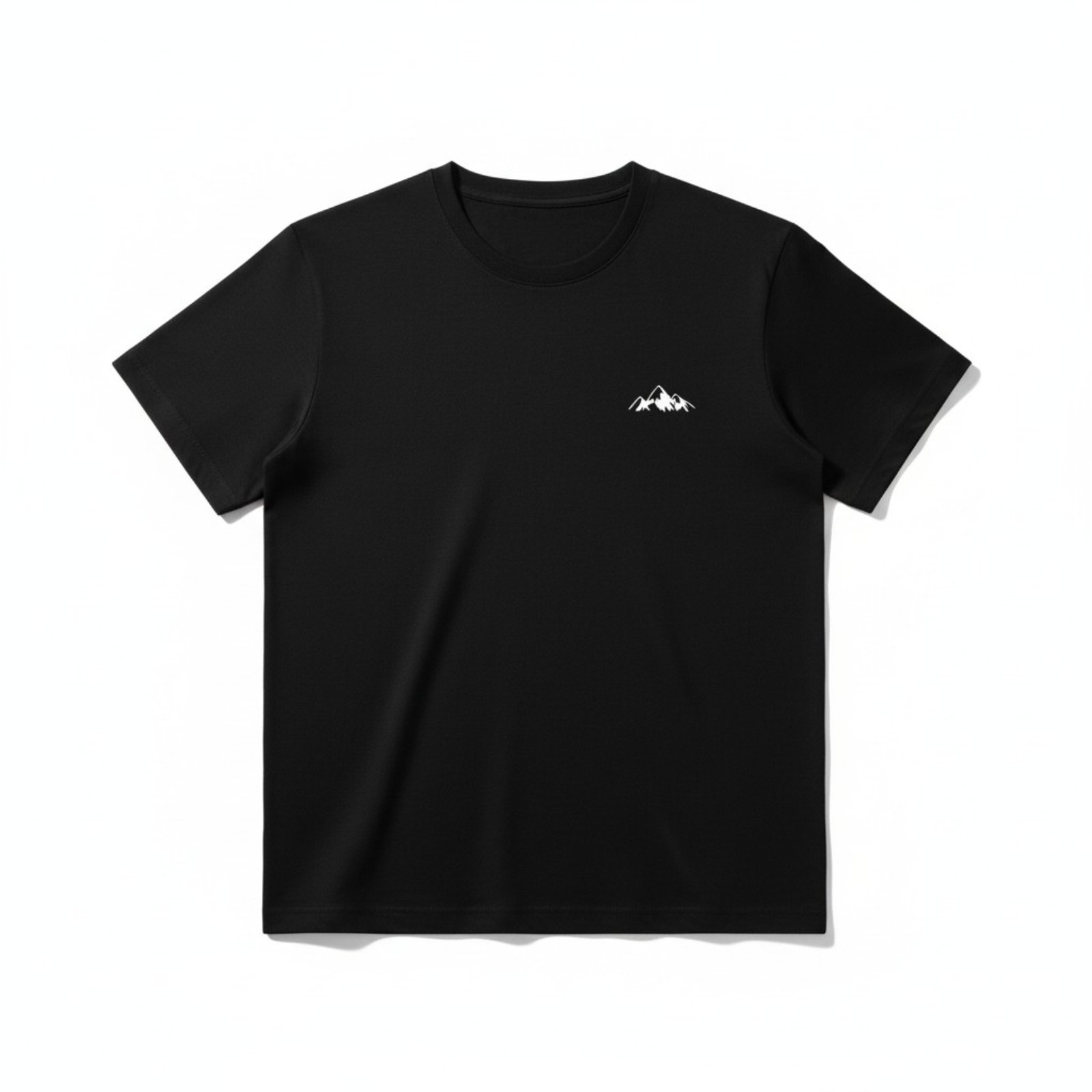 Црна маица со лого на планина