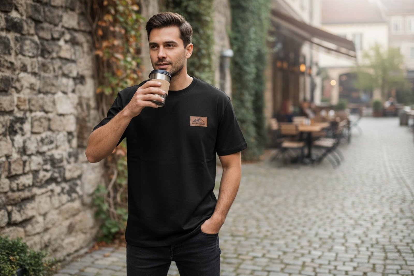 Класична црна маица со лого