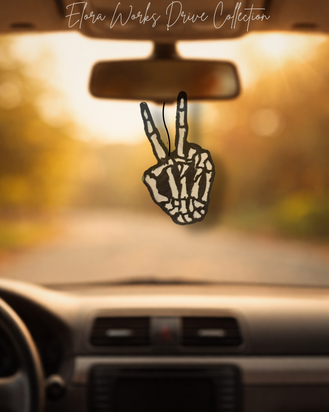 Skeleton Peace Sign Car Air Freshener