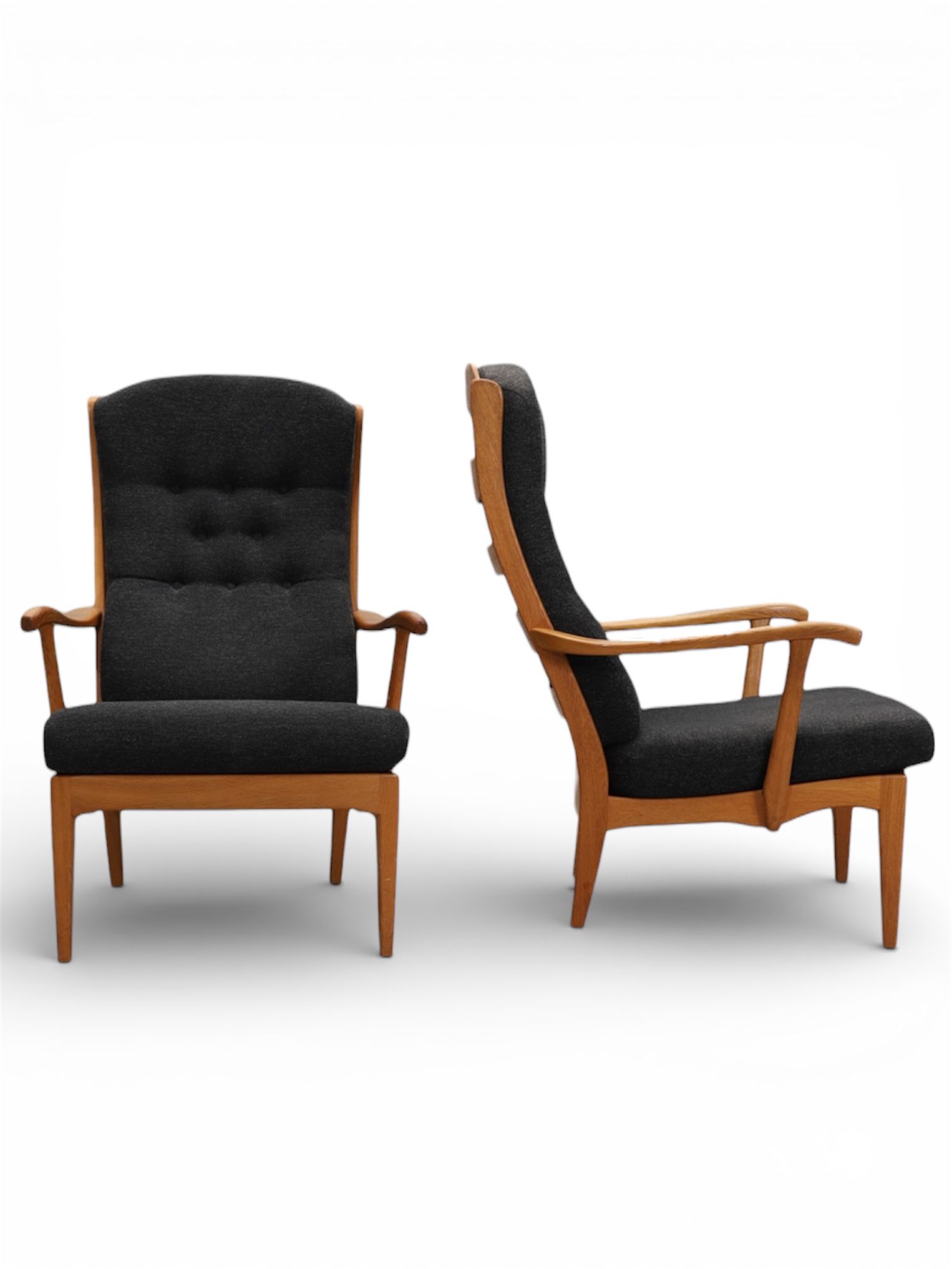 Carl Malmsten Mid- Century ‘Stora Fjäderbrickan’ Oak Lounge Armchairs