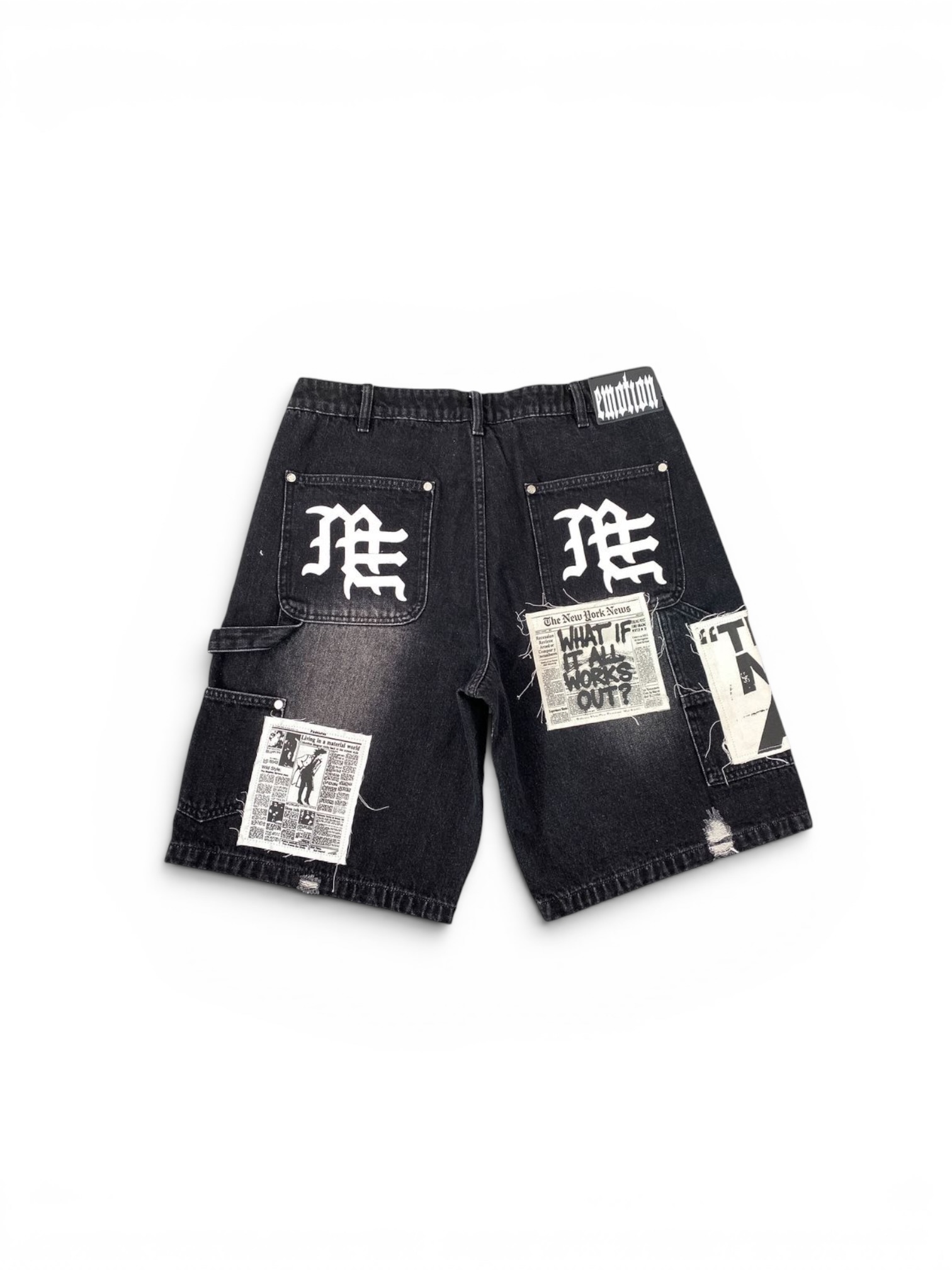 Black “AI” Denim shorts