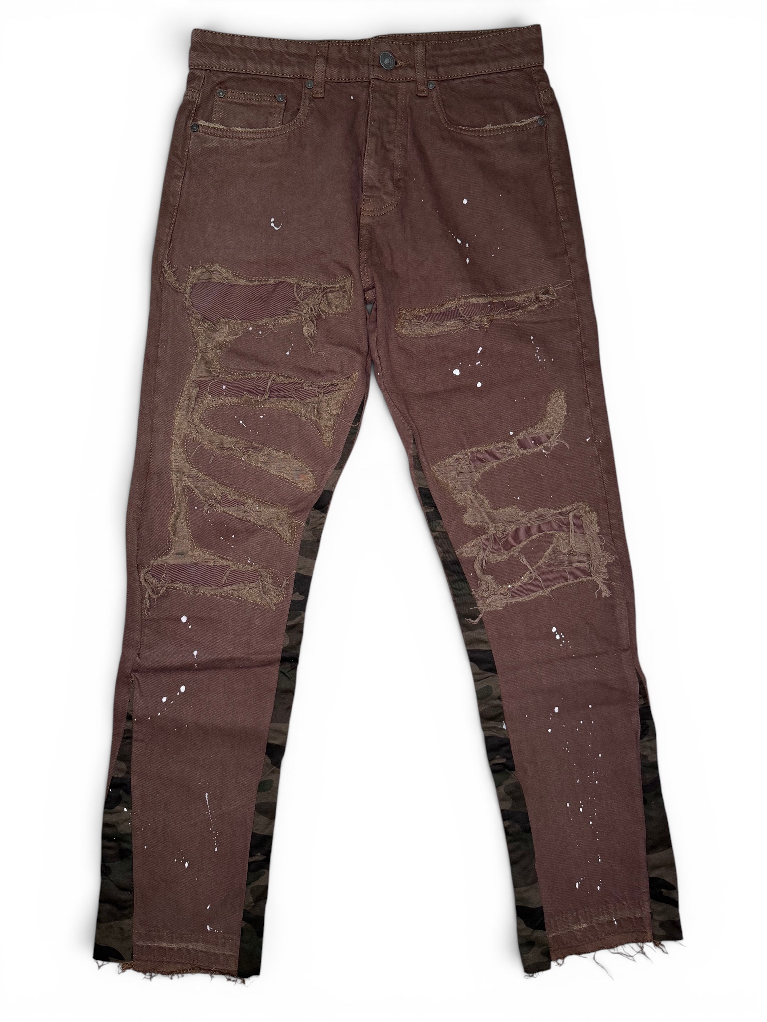 Jeans marrones con efecto desgastado