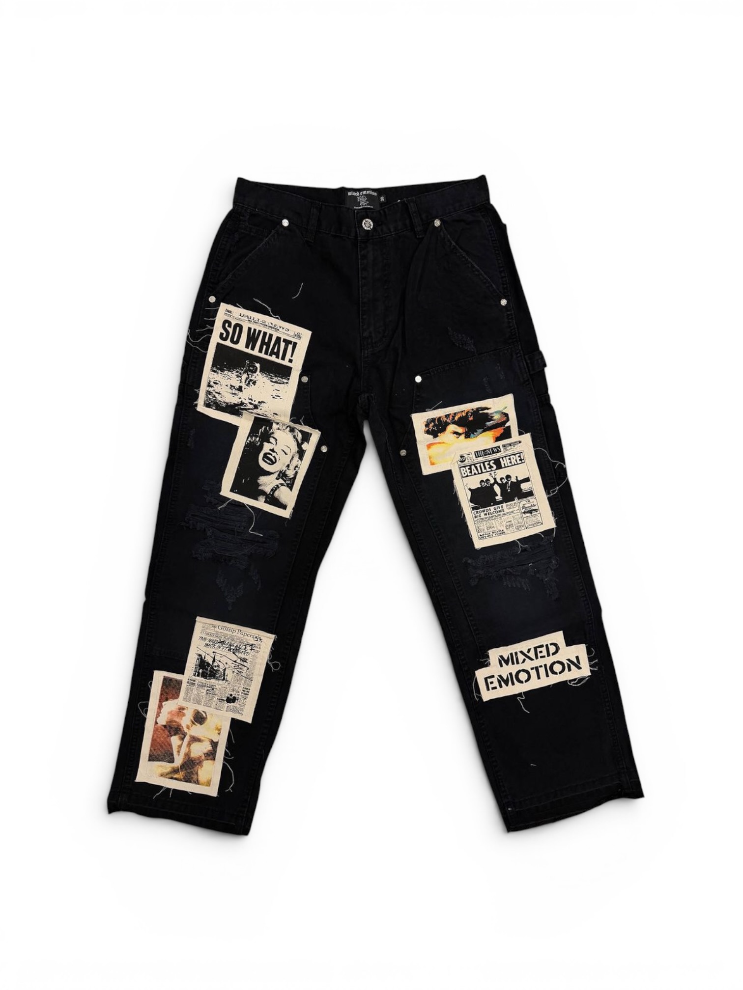 Black “Newspaper” Carpenter Pants
