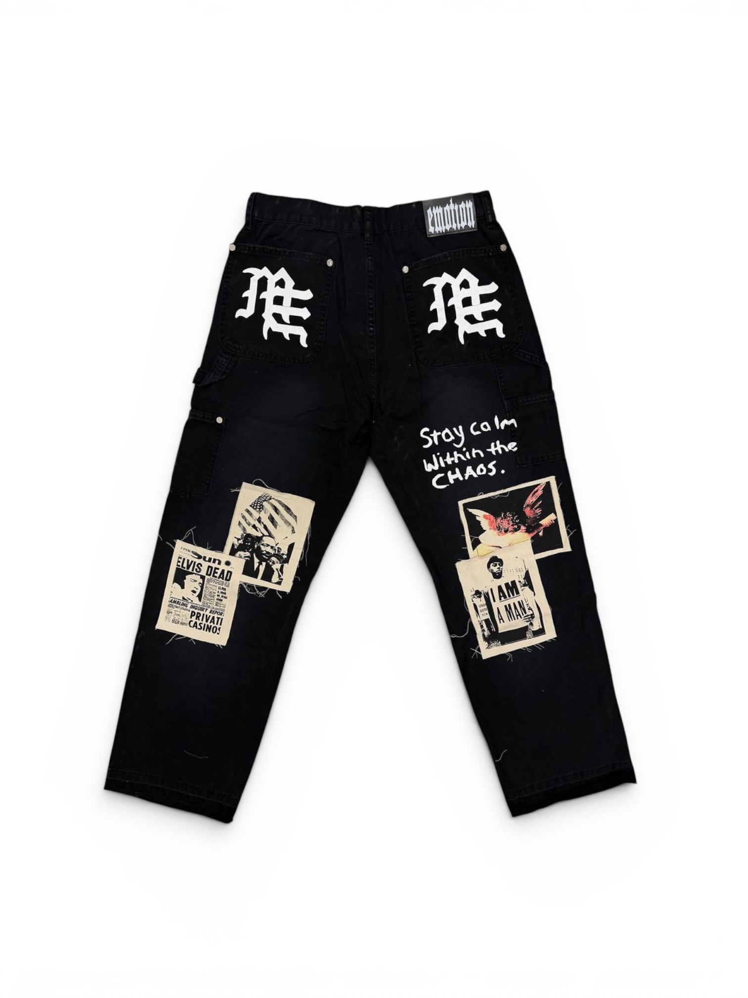 Black “Newspaper” Carpenter Pants