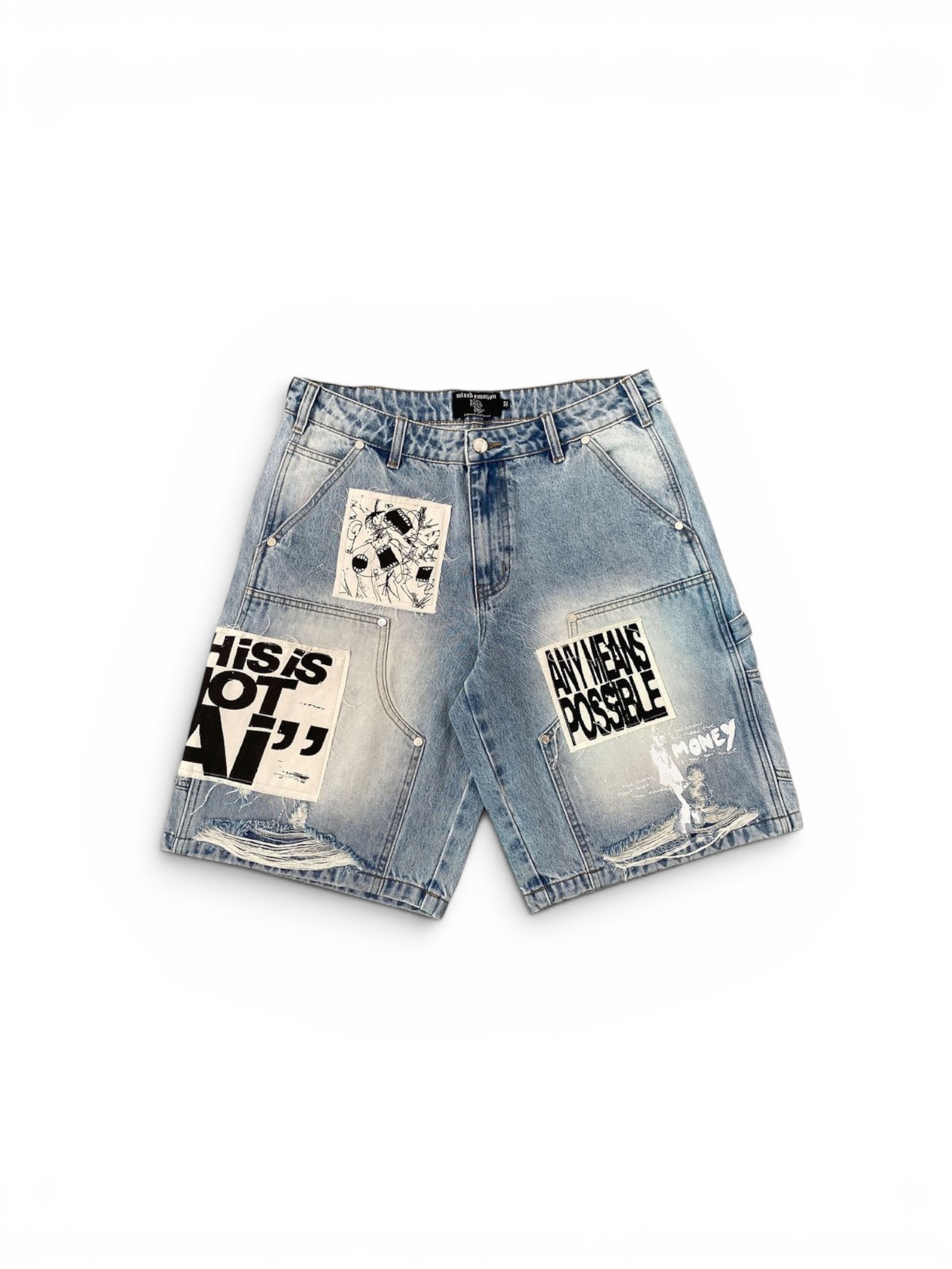 Blue “AI” Denim shorts