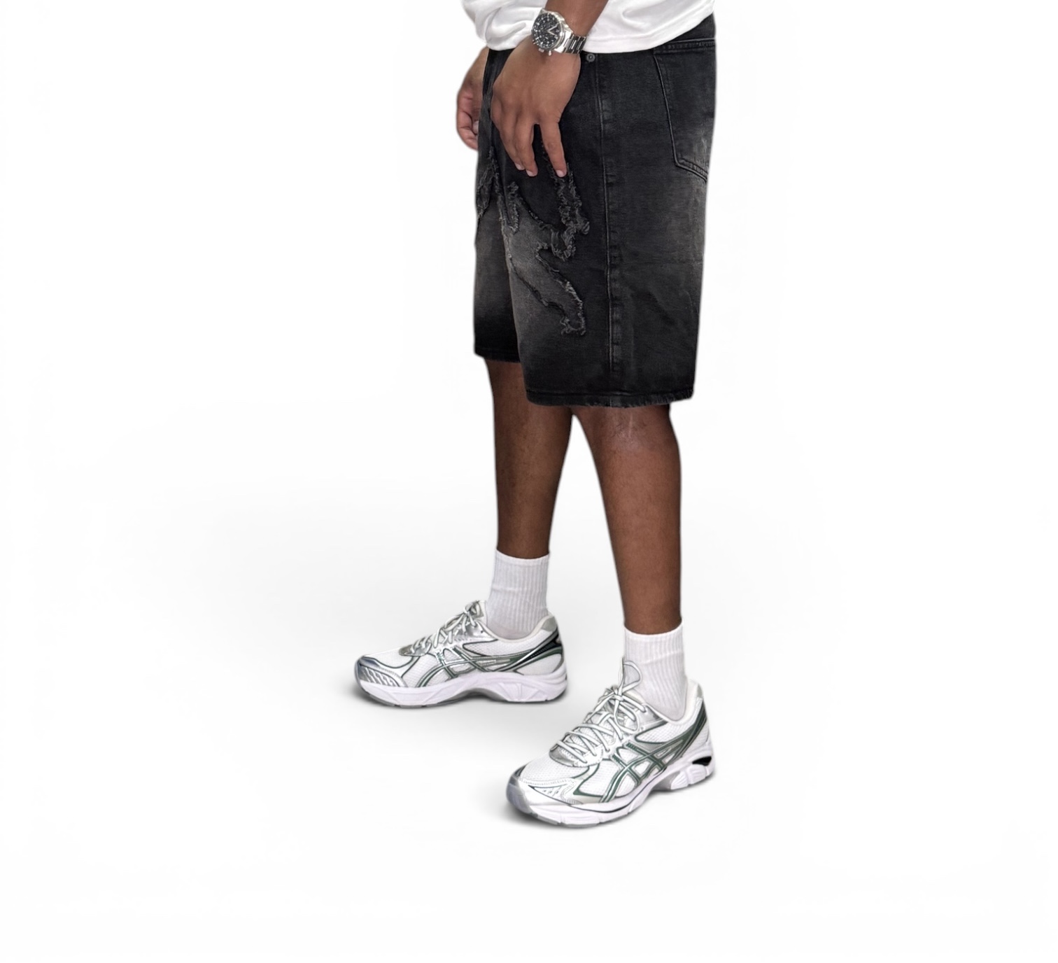 Bermuda Denim Relaxed Rugged Fray 