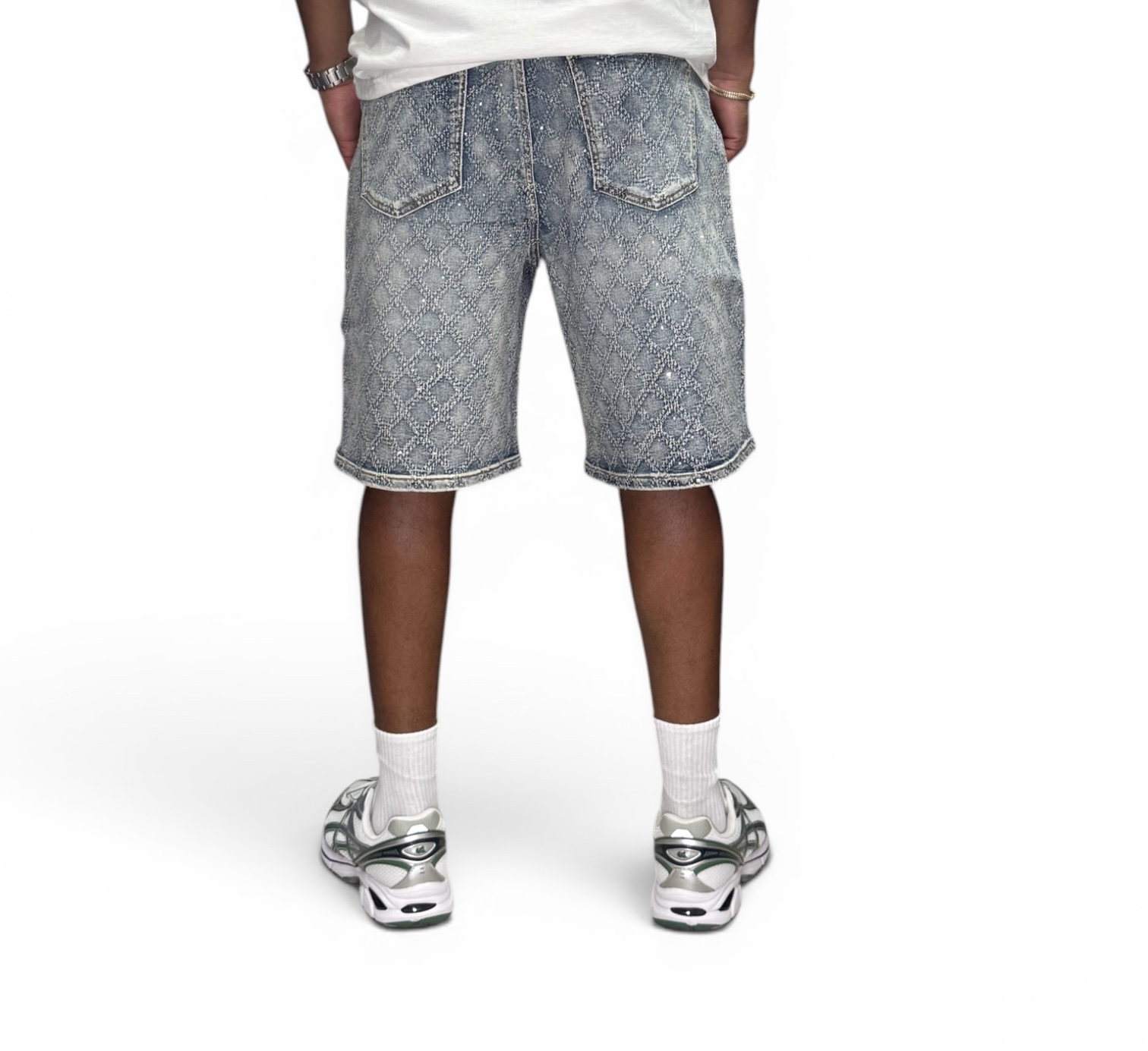 Bermuda Denim I Be Jeweled Relaxed  (Azul)