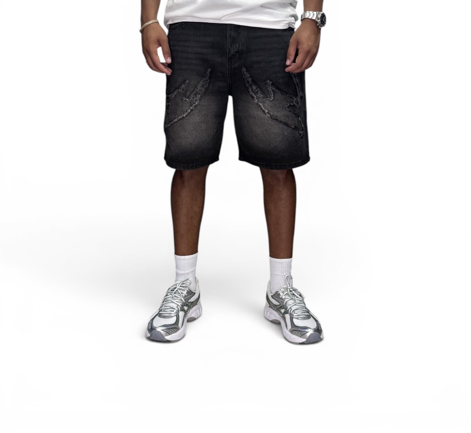 Bermuda Denim Relaxed Rugged Fray 