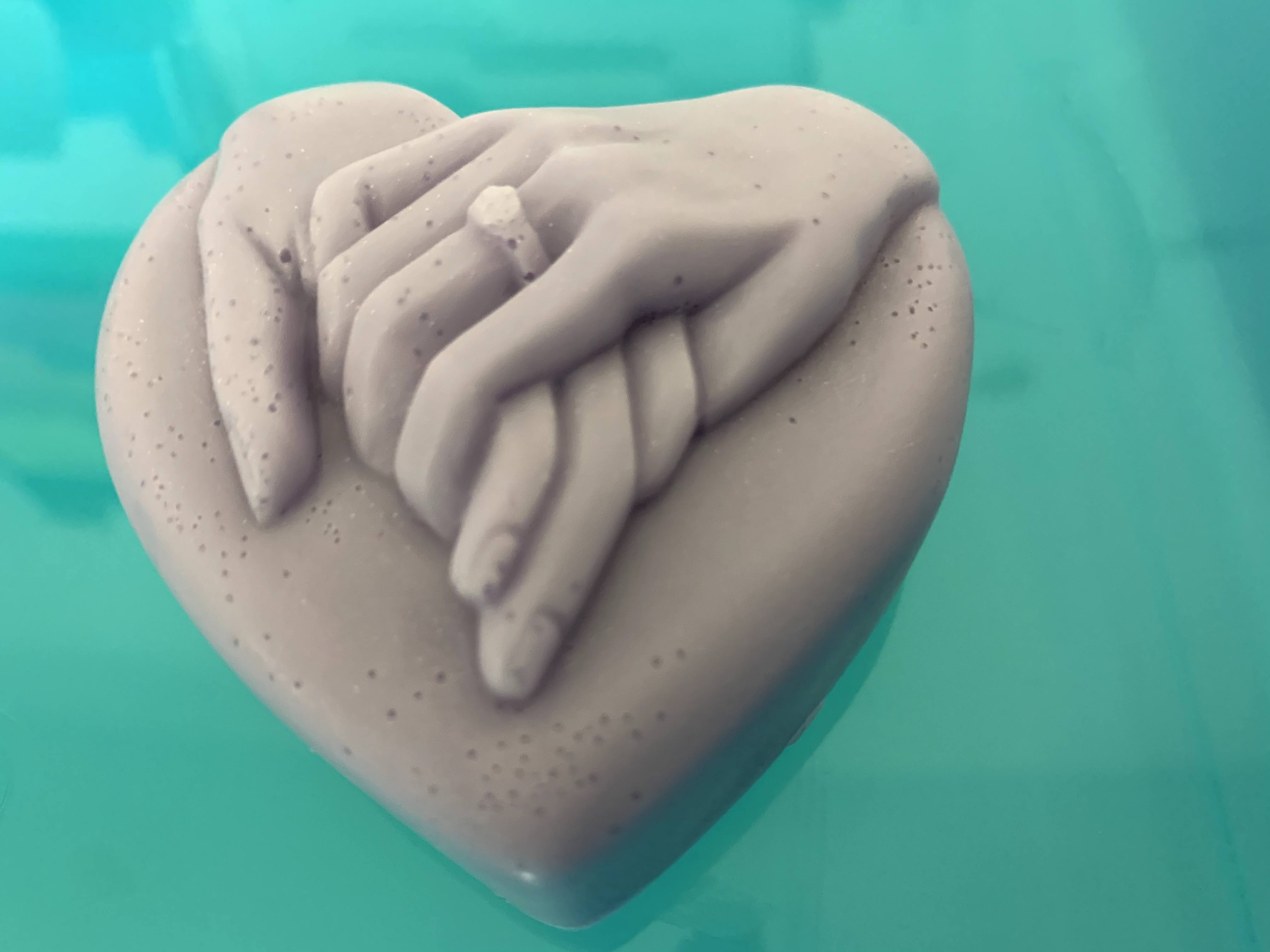 Heart-Shaped Hand Holding Sculpture Hypoallergenic Goat's Milk Soap