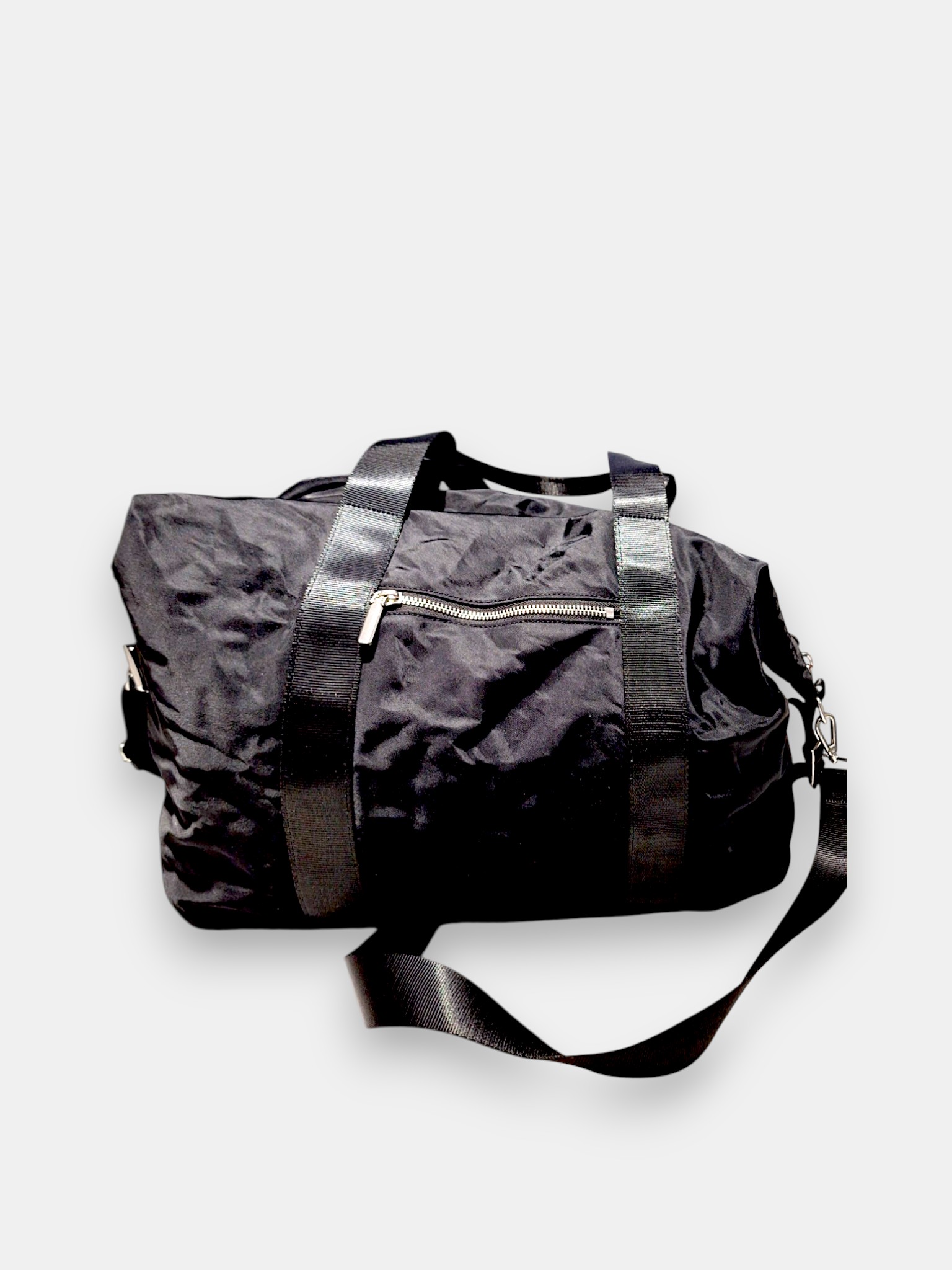 H&M Black Nylon Travel Duffel Bag