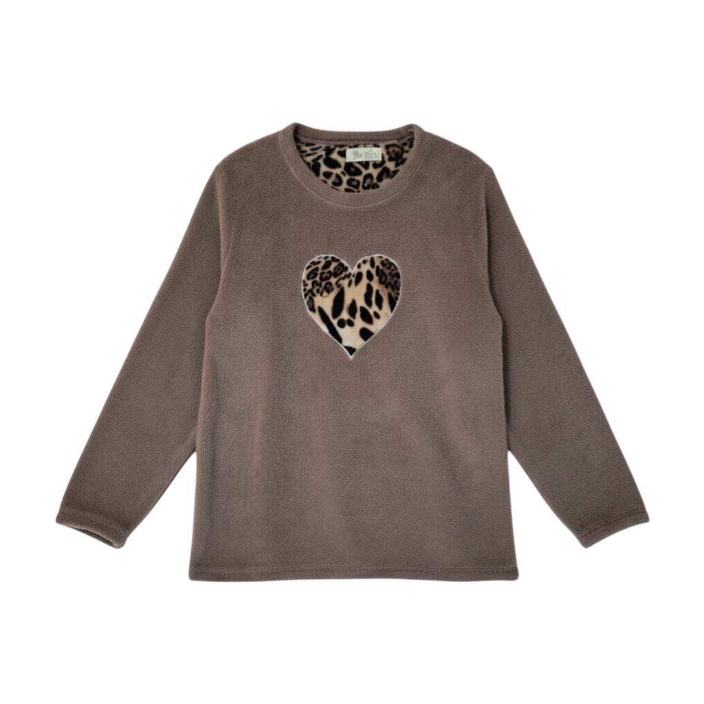 Love is Lounge Leopard Heart Fleece Sweatshirt - Size 10 -12