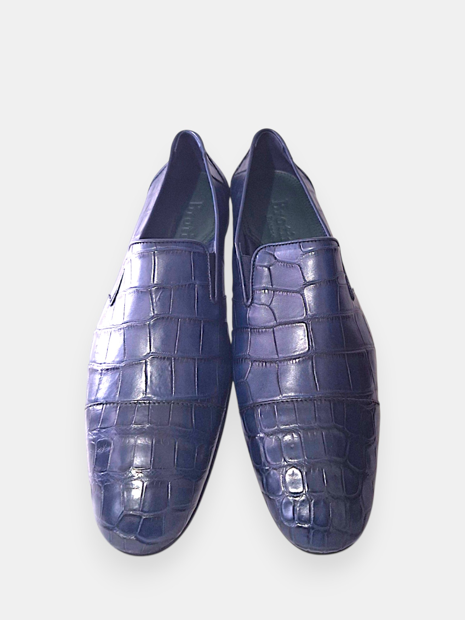 Brand New Pair Of Brotini Firenze In Blue Alligator-Textured