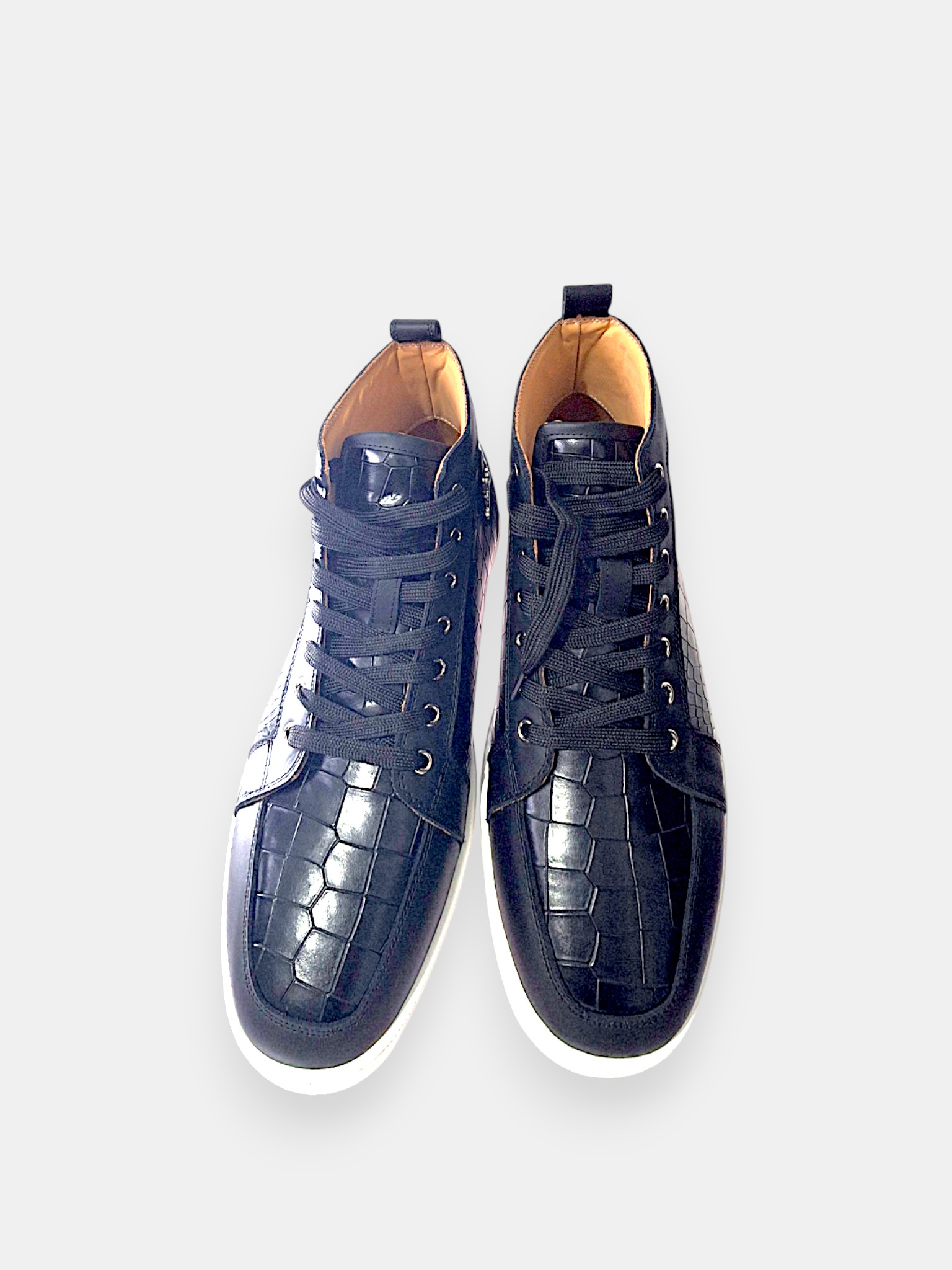 New Christian Louboutin Paris Boots, 45 Black Croc-Effect 