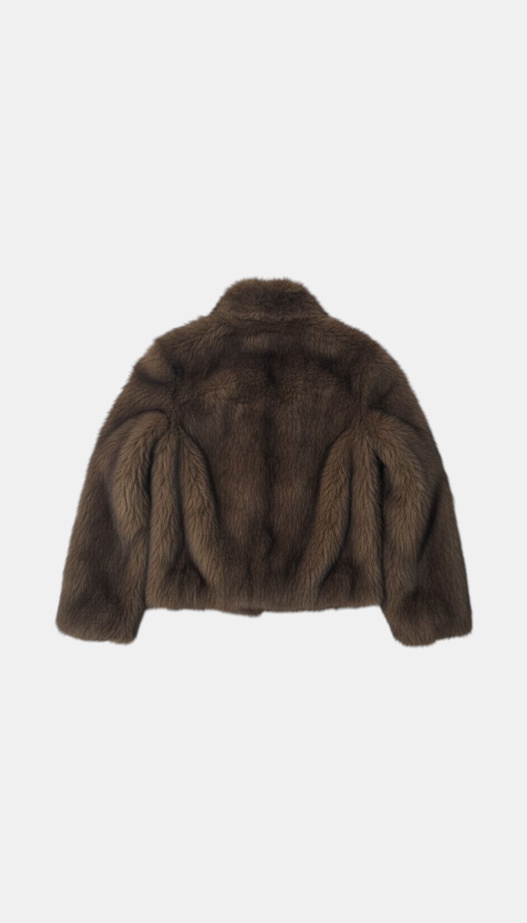 Rita Ora Brown Faux Fur Jacket - Size XS