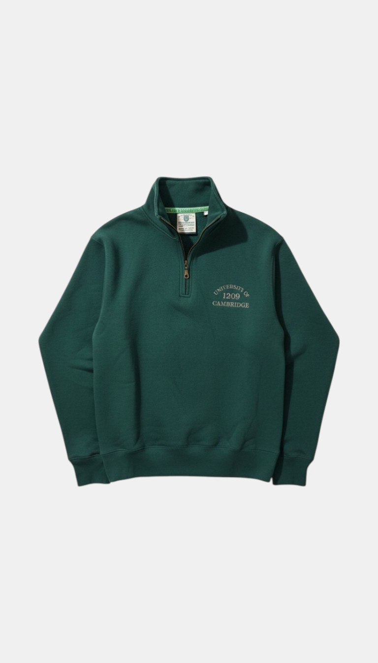 Vintage Cambridge Uni Green Quarter-Zip Sweatshirt - Size S