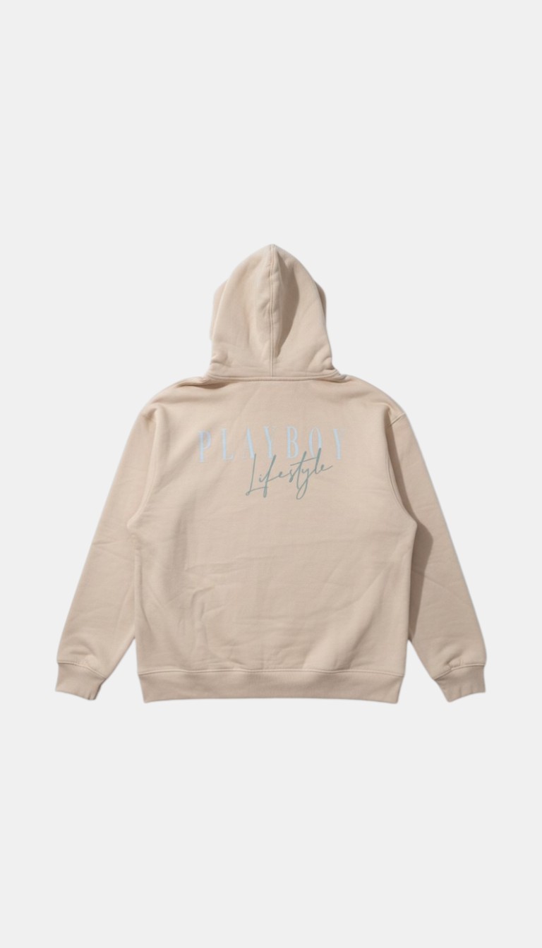 Pre-loved Playboy Missguided Beige Script Hoodie - Size UK10