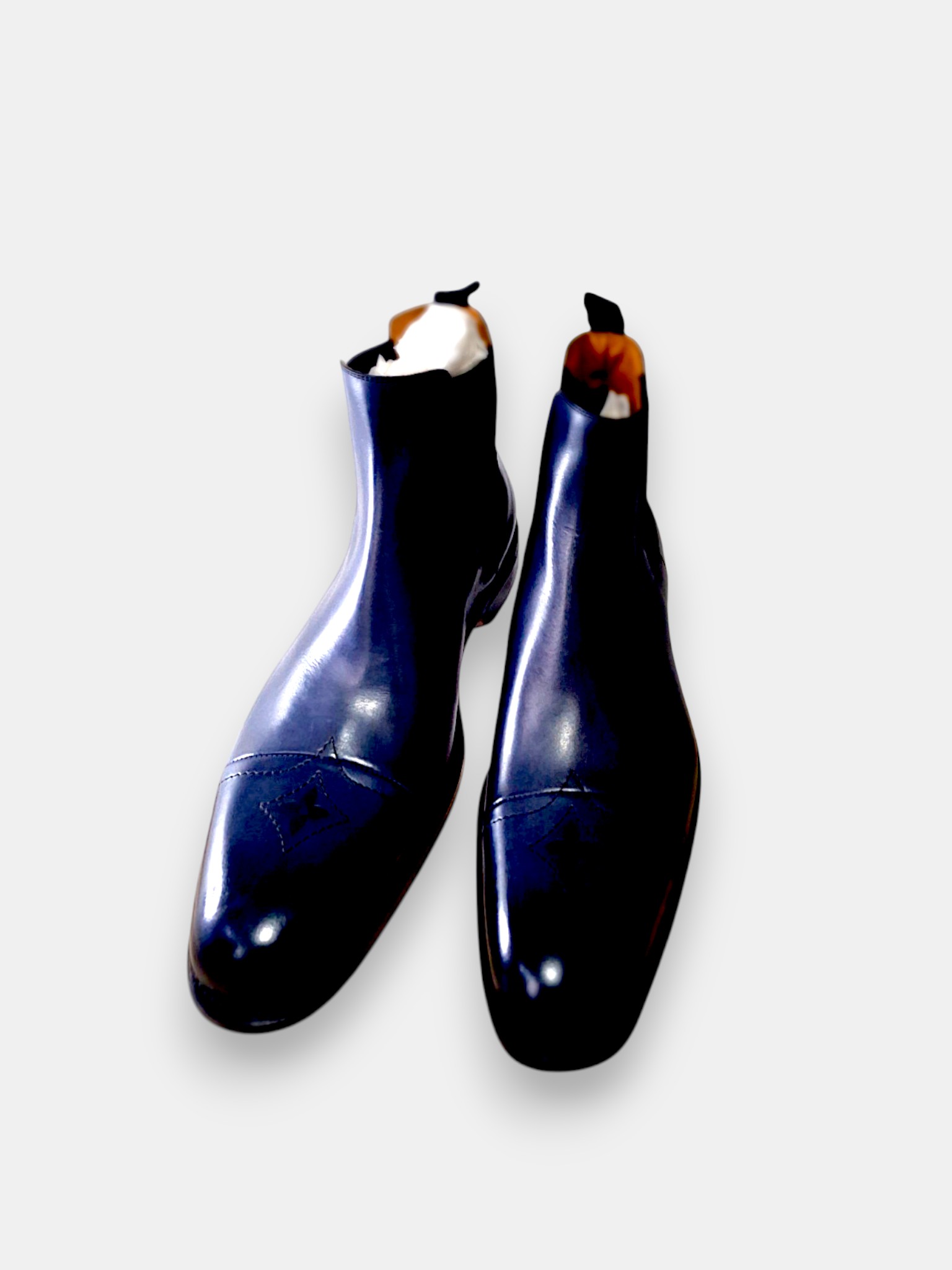 Brand New Pair Of Louis Vuitton Varenne Chelsea Ankle Boots In Blue Leather/ Size 7